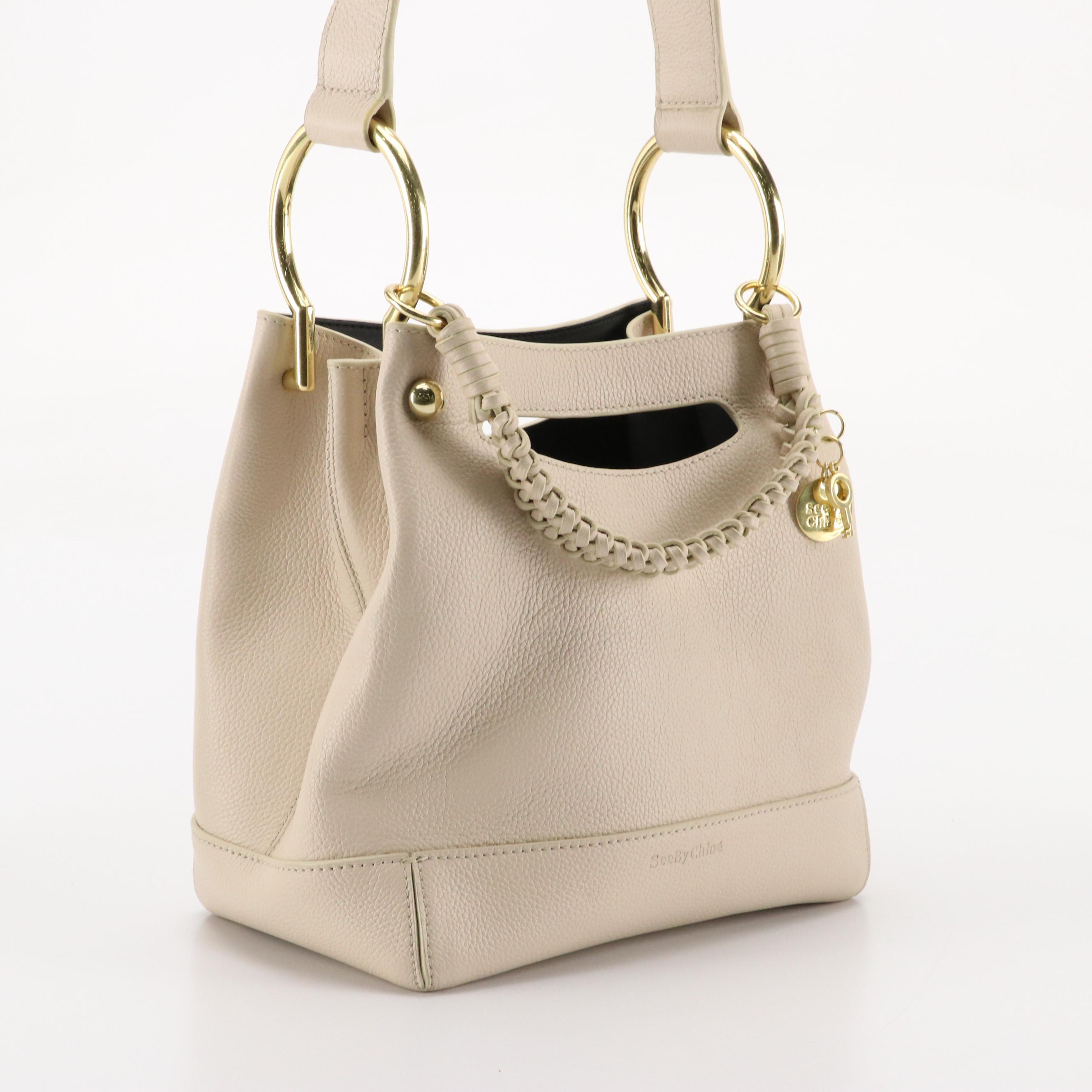 See by Chloé Maddy Two-Way Bucket Bag in Cement Beige Pebble Grained Leather
