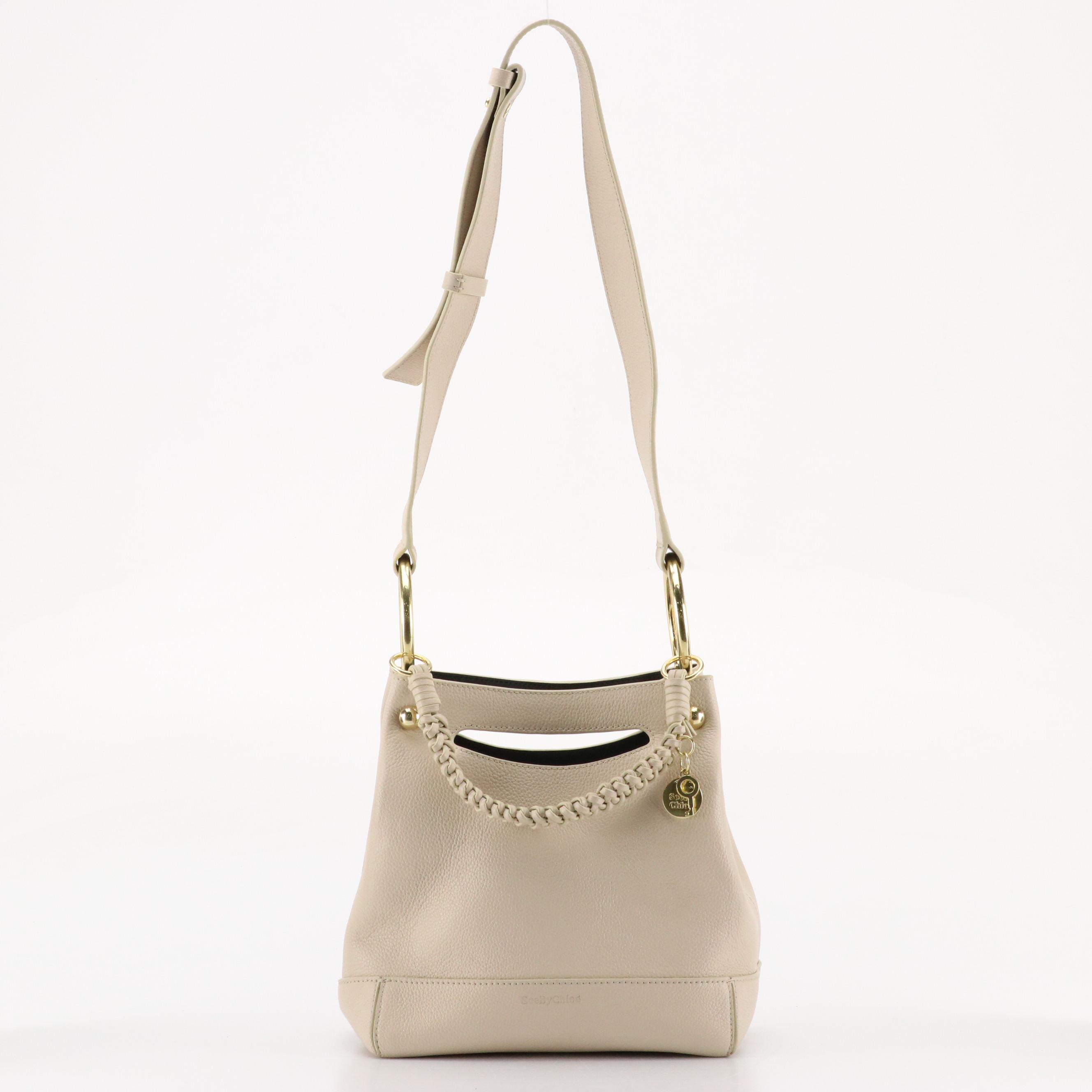 See by Chloé Maddy Two-Way Bucket Bag in Cement Beige Pebble Grained Leather