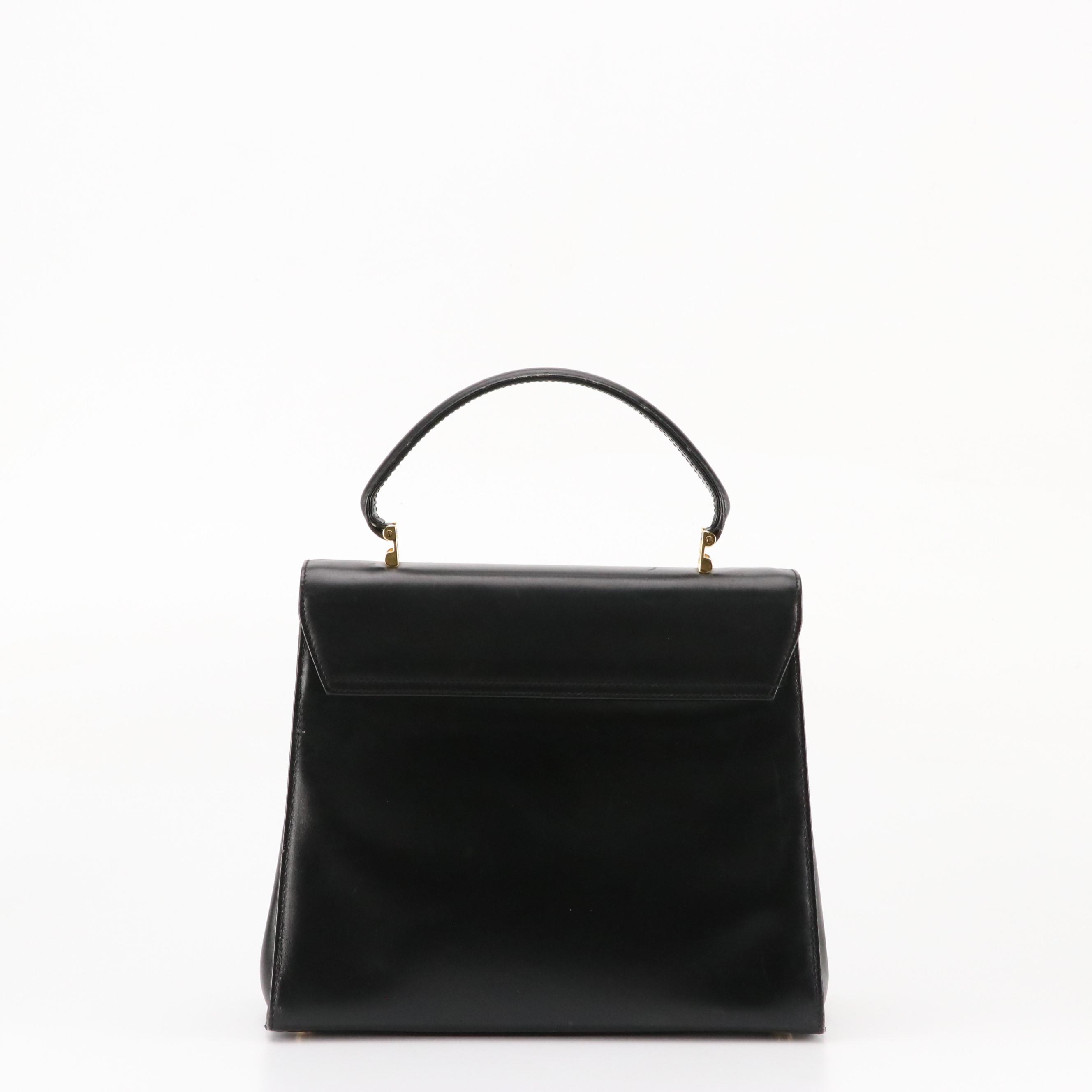 Tiffany & Co. Black Leather Top Handle Bag with Detachable Shoulder Strap