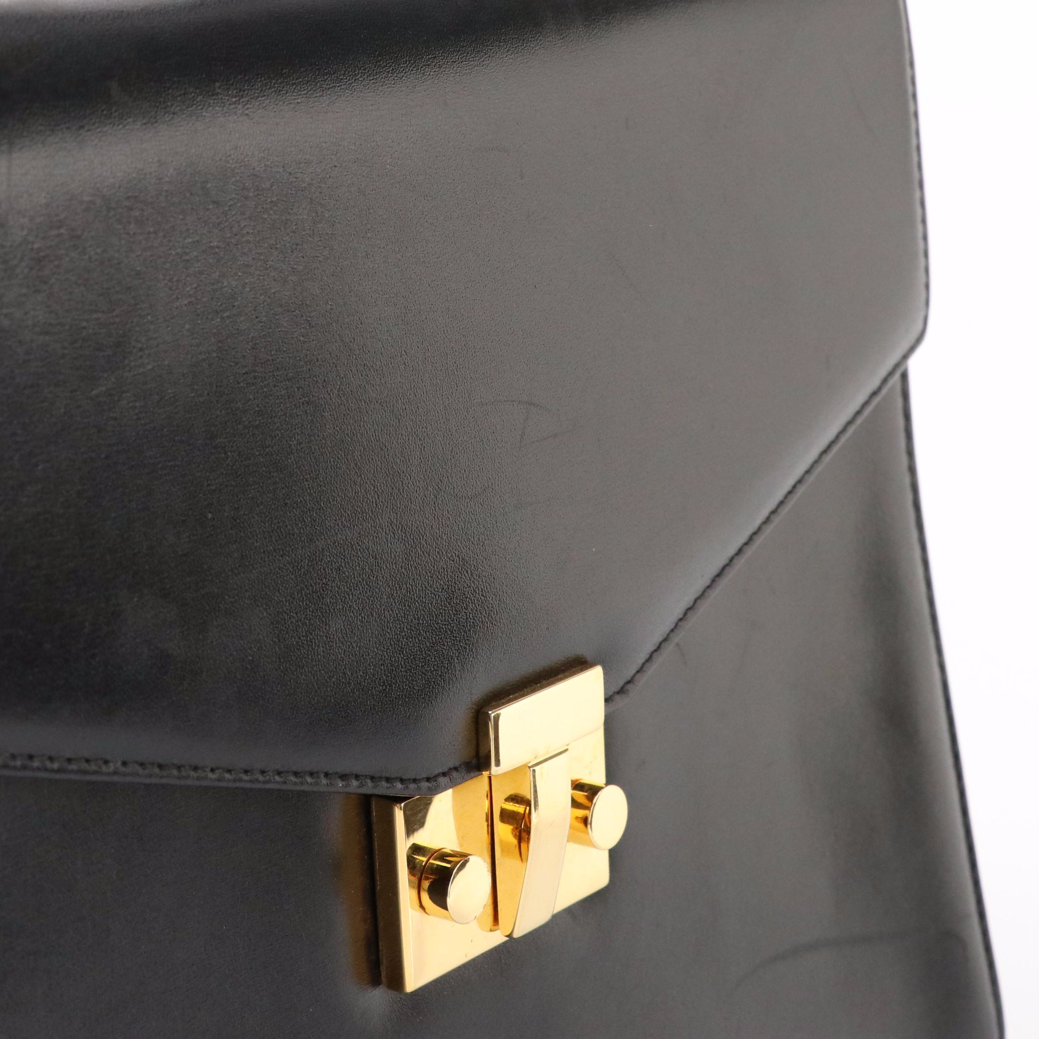 Tiffany & Co. Black Leather Top Handle Bag with Detachable Shoulder Strap