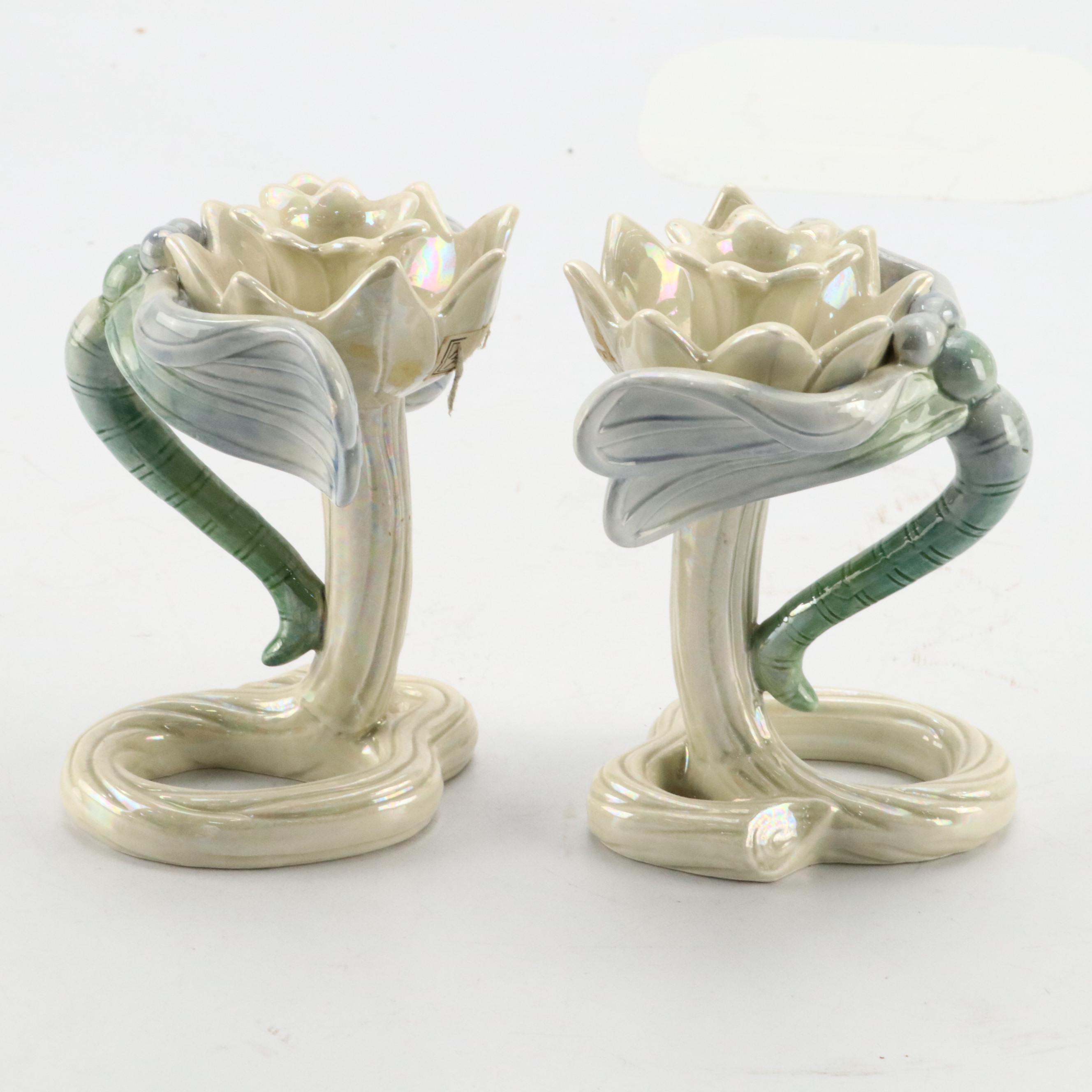 McCoy Ceramic Vase with Ceramic Ewer and Ceramic Candle Holders