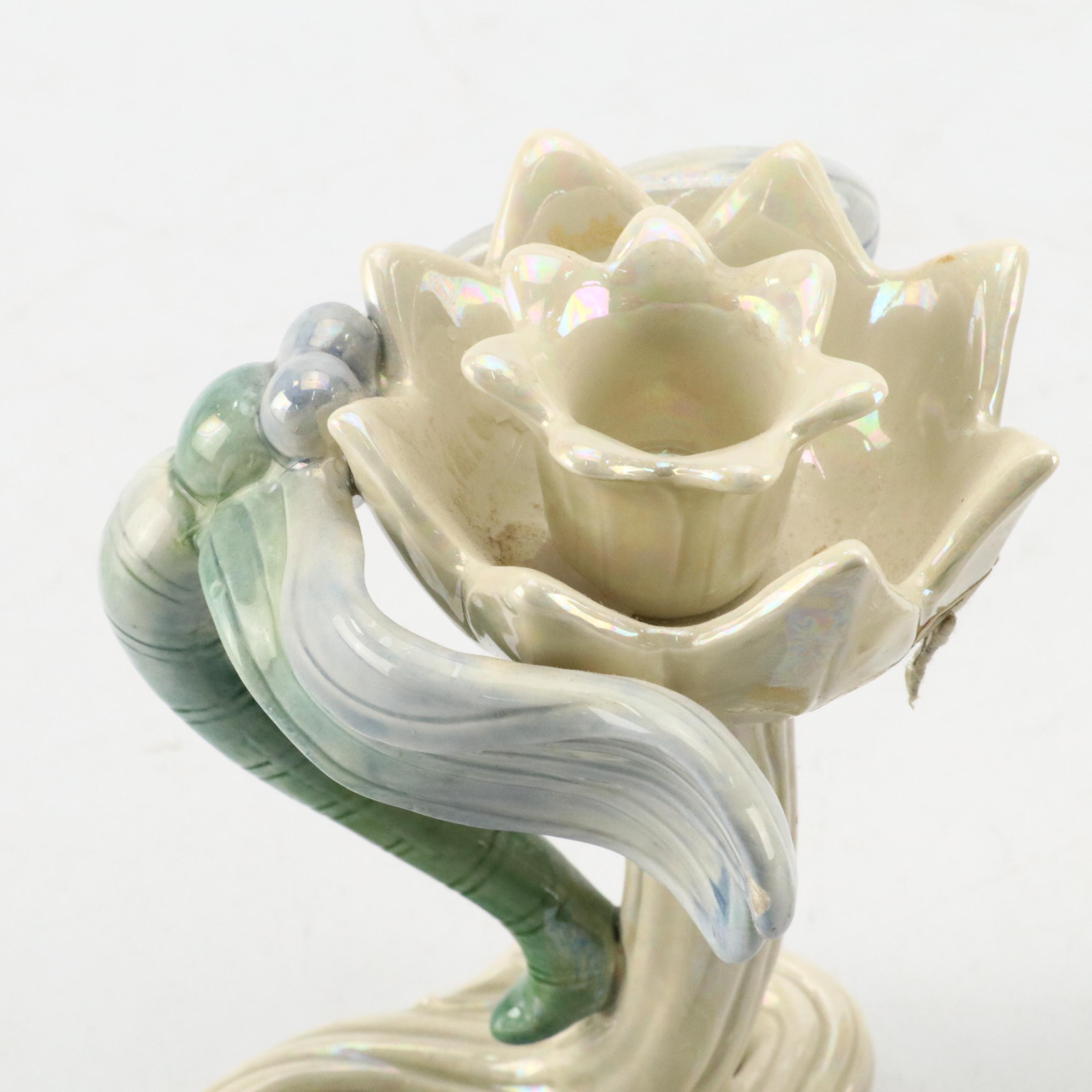 McCoy Ceramic Vase with Ceramic Ewer and Ceramic Candle Holders