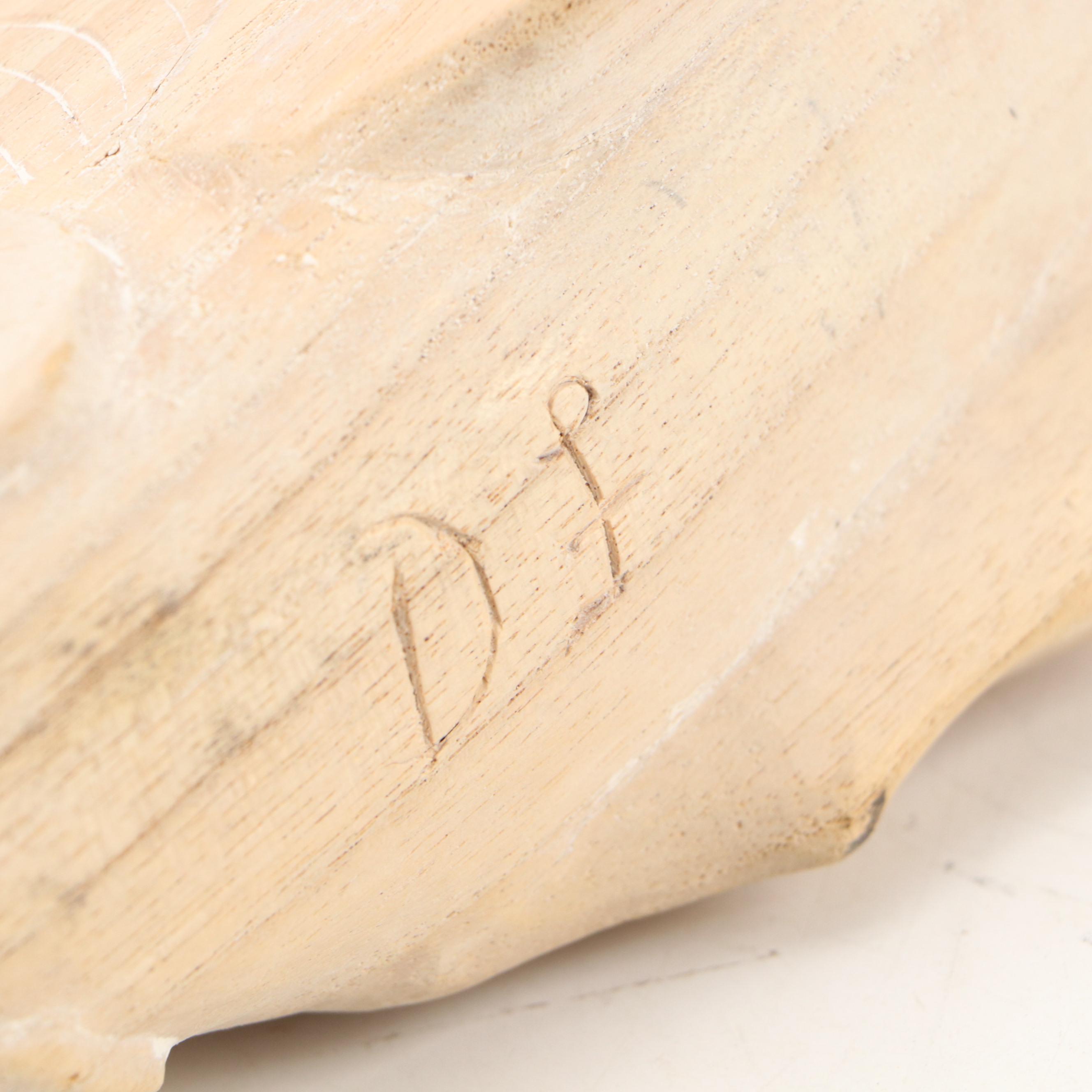 Artist Signed Carved Wooden Koi