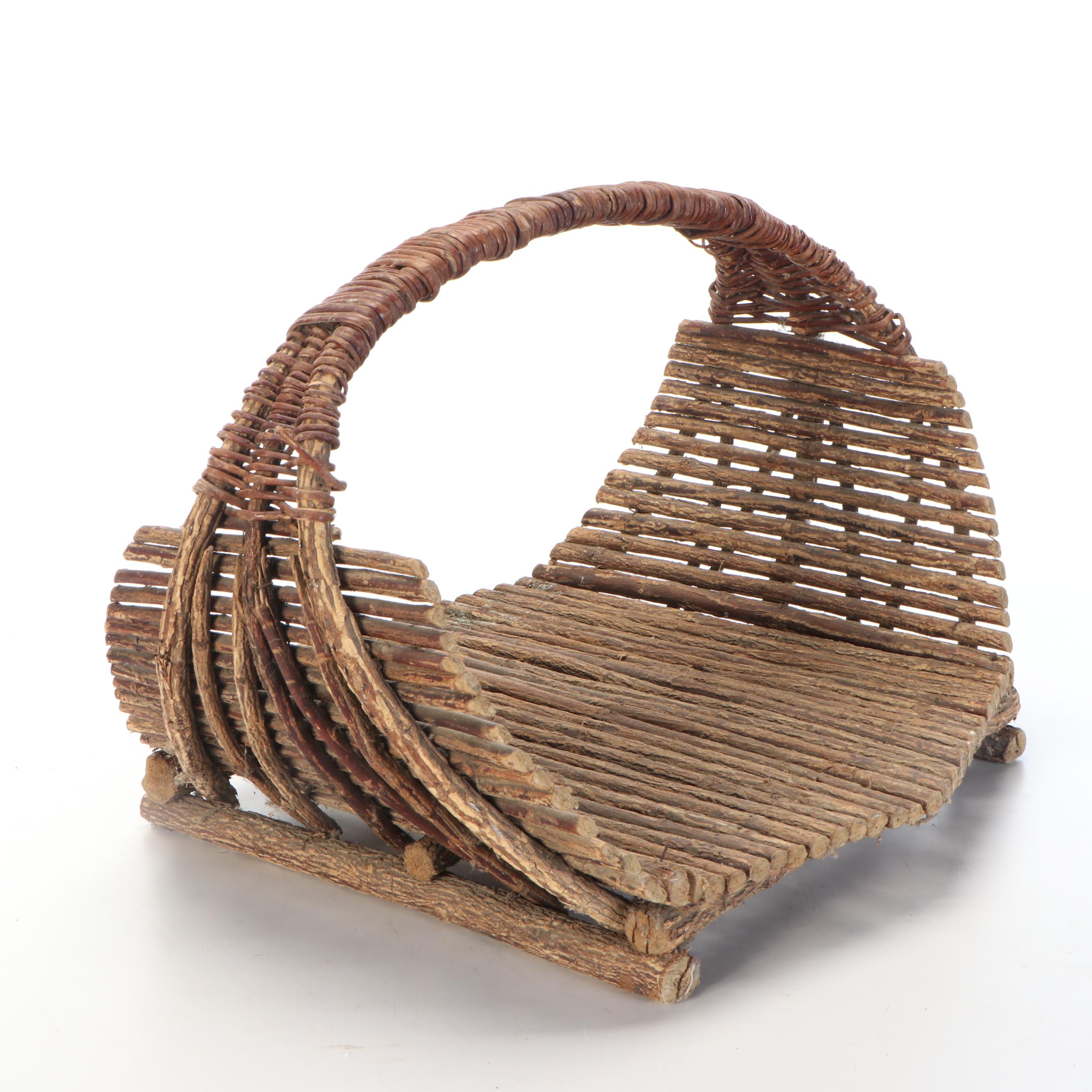 American Folk Art Style Twig Basket