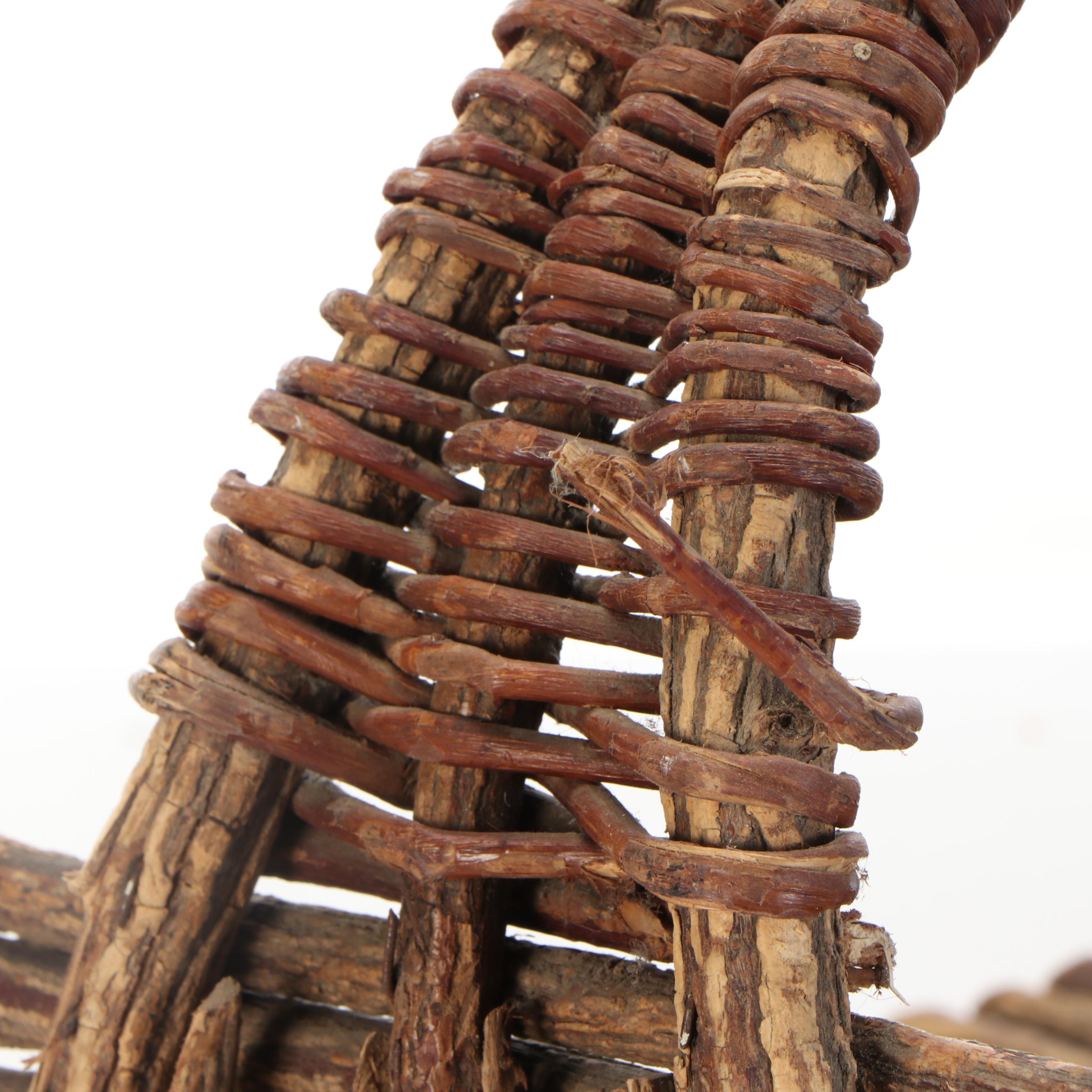 American Folk Art Style Twig Basket