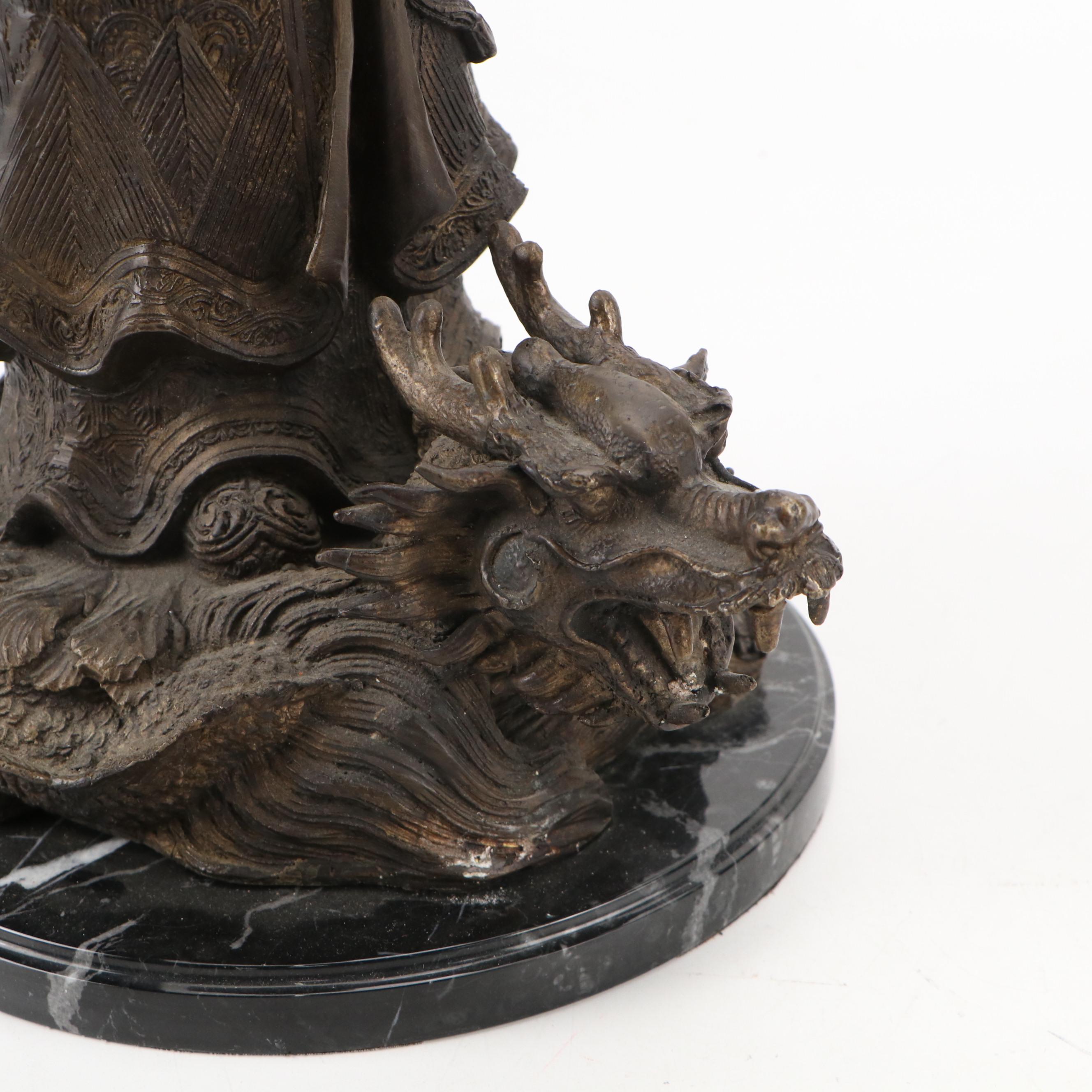 Chinese Bronze Statue of Man with Child