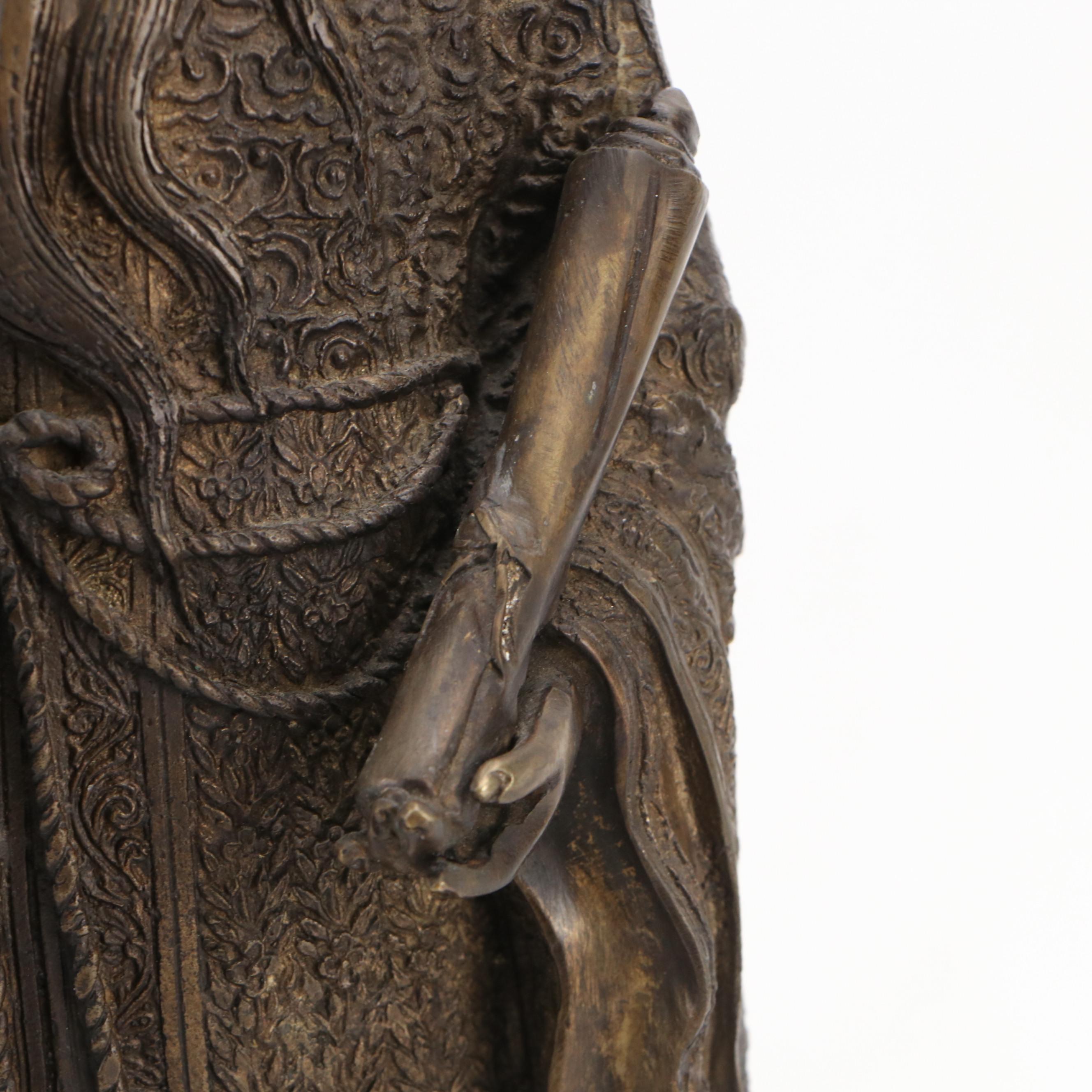 Chinese Bronze Statue of Man with Child