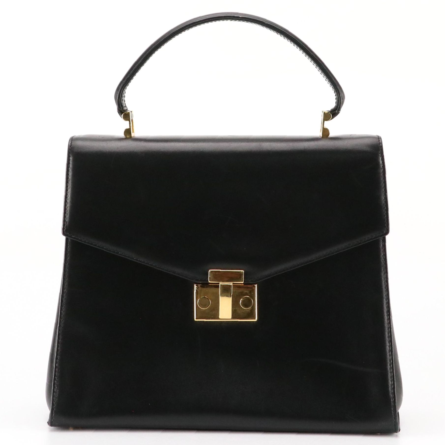 Tiffany & Co. Black Leather Top Handle Bag with Detachable Shoulder Strap