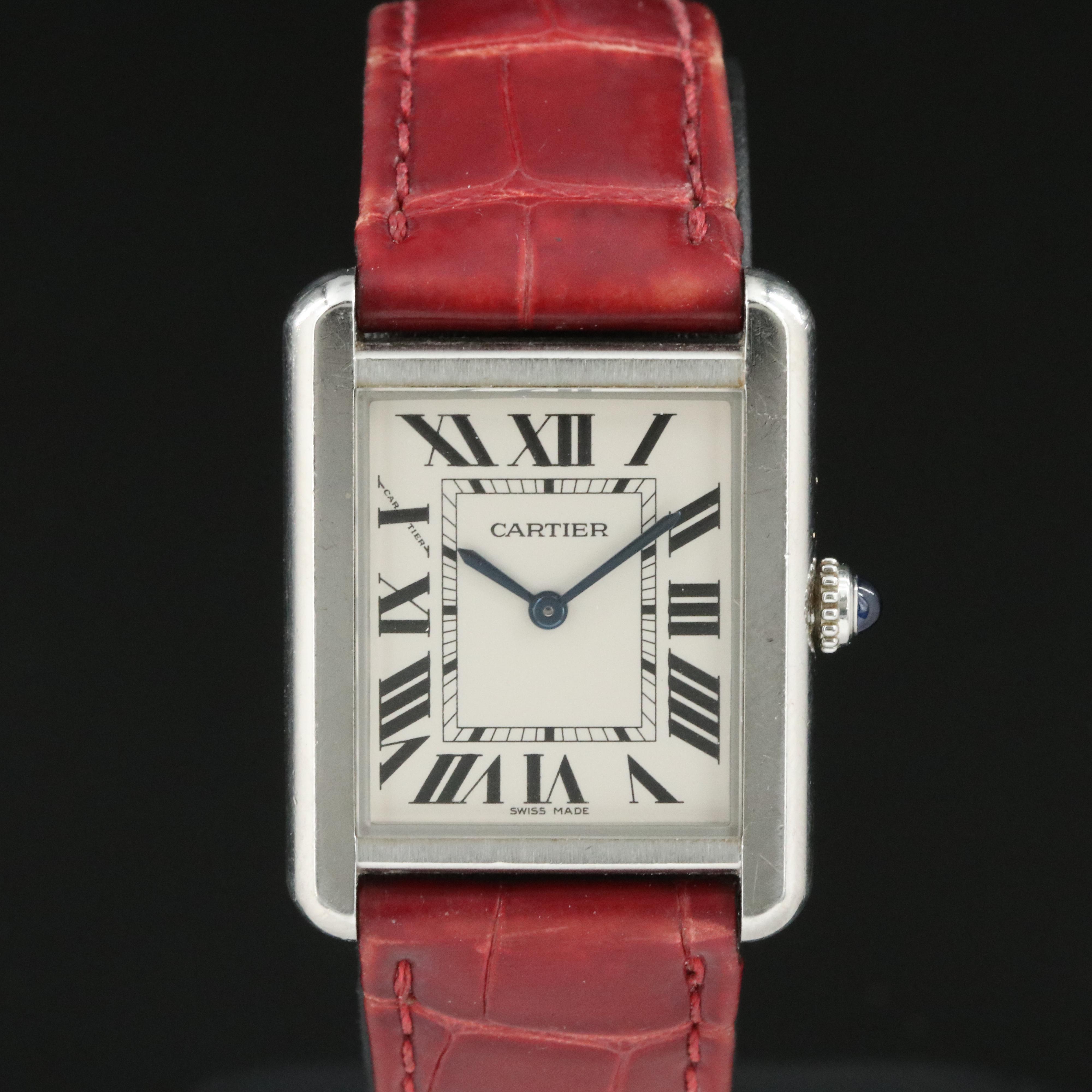 Cartier Tank Solo 3170 Silver Dial 24mm Steel Quartz Watch
