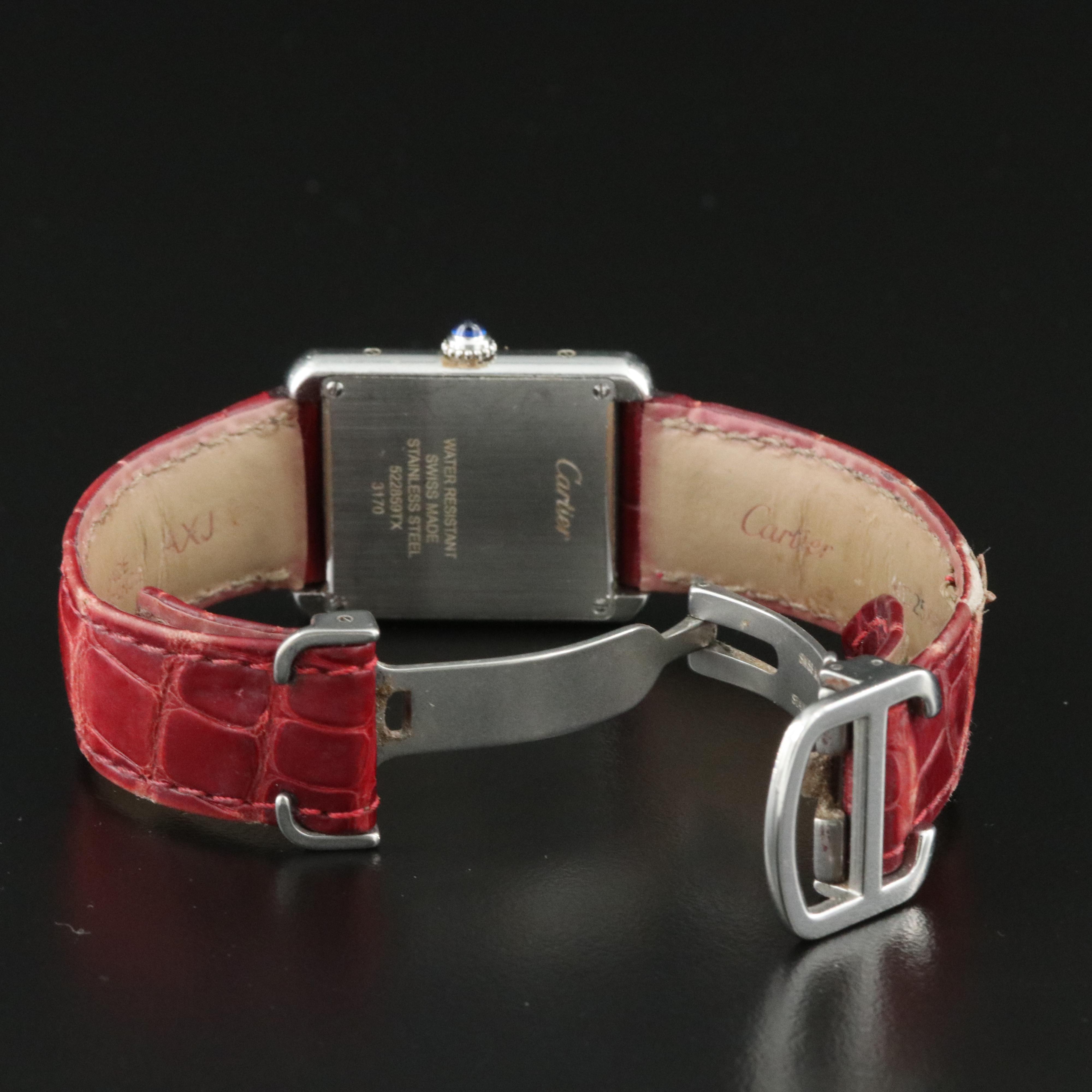 Cartier Tank Solo 3170 Silver Dial 24mm Steel Quartz Watch