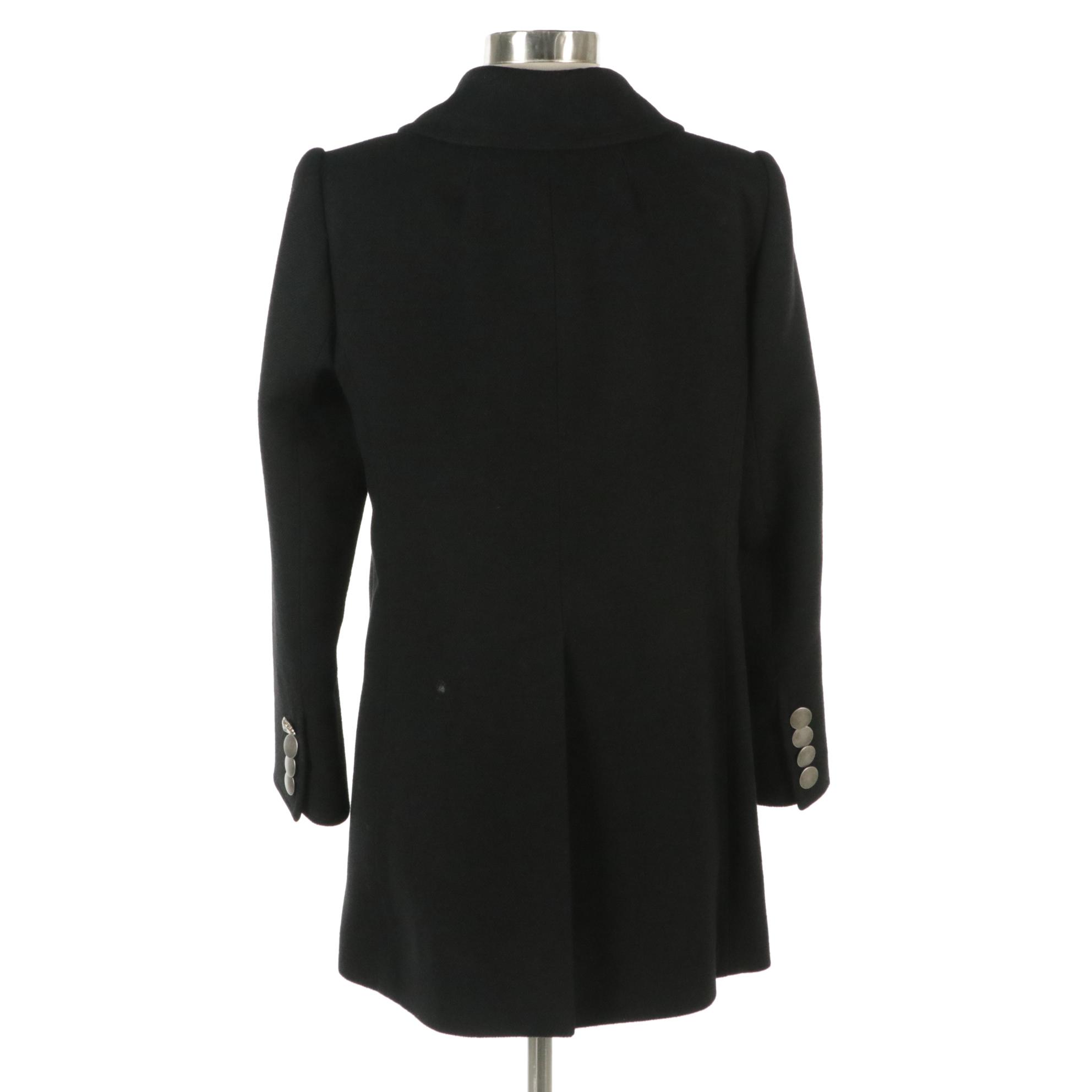 Marc Jacobs Black Virgin Wool Silk Blend Double-Breasted Coat with Tags