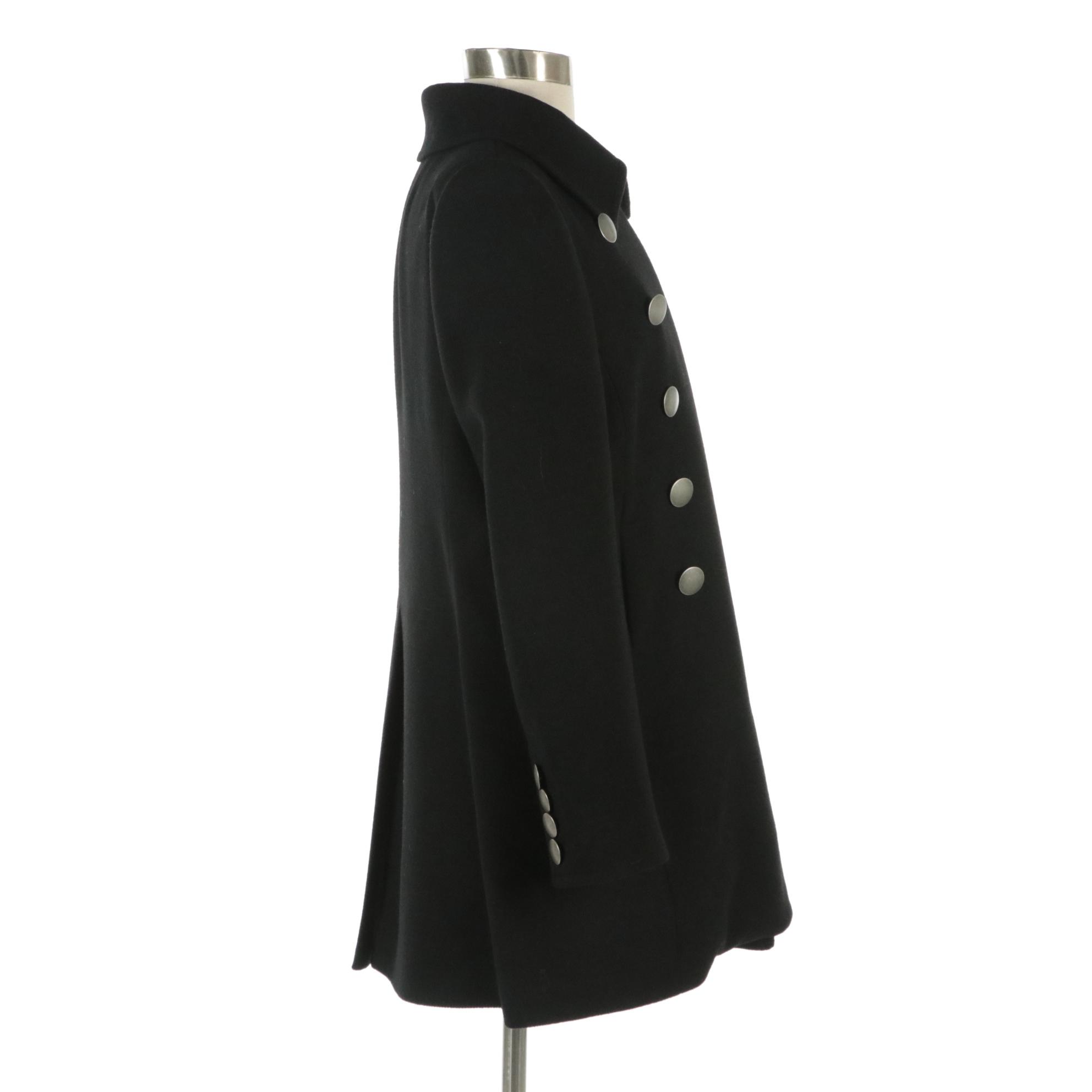 Marc Jacobs Black Virgin Wool Silk Blend Double-Breasted Coat with Tags