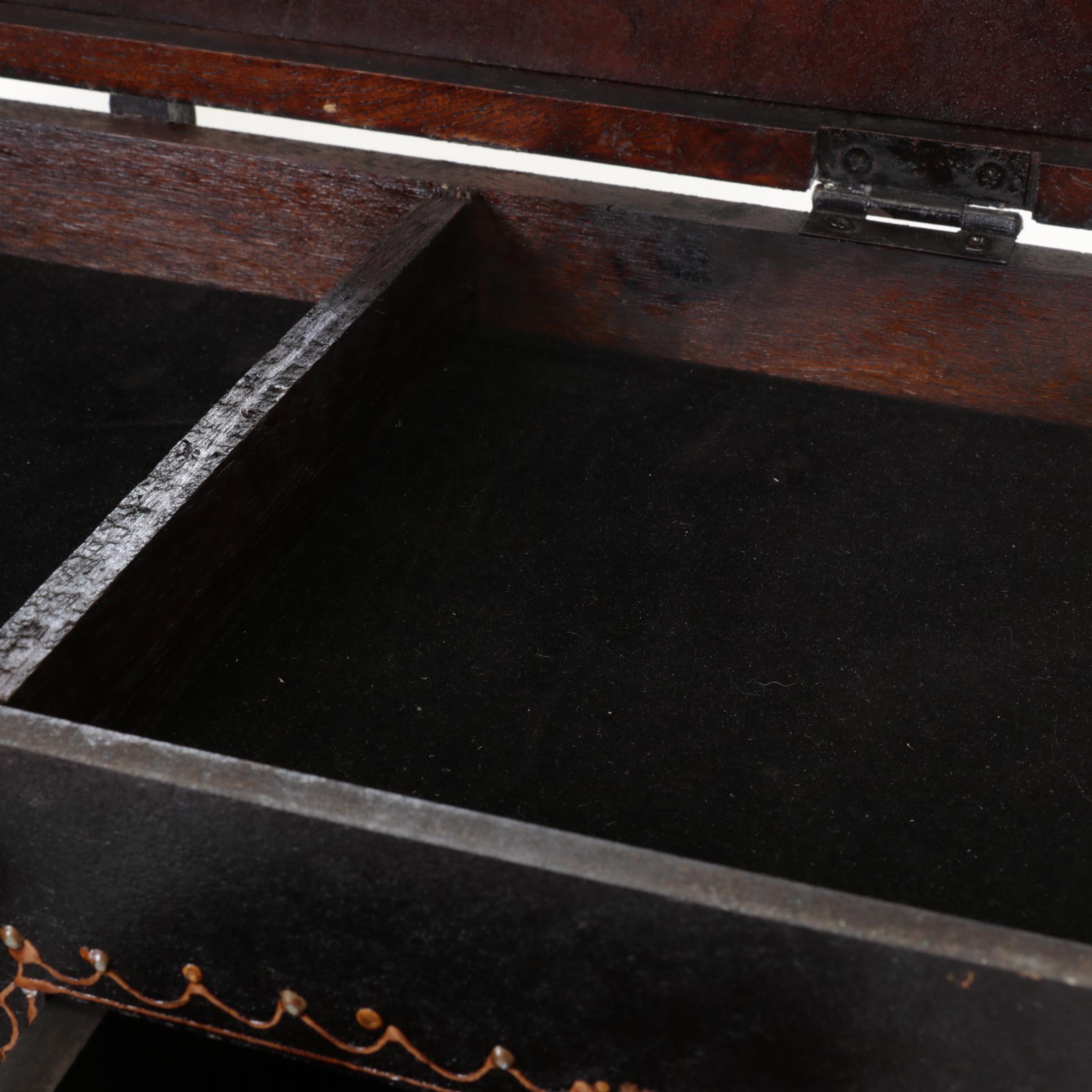 Bohemian Style Hand-Decorated Wooden Jewelry Box with Embossed Motif