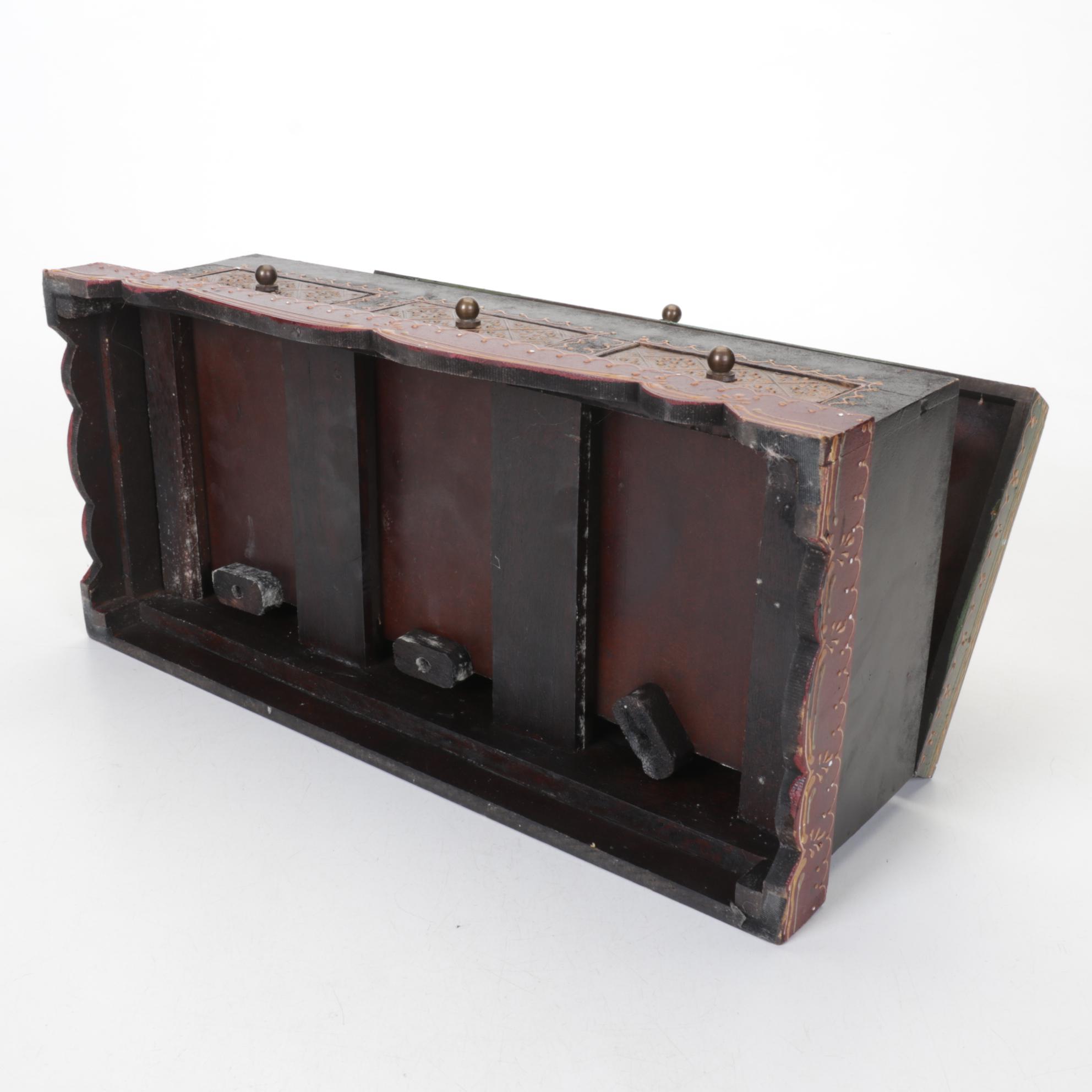 Bohemian Style Hand-Decorated Wooden Jewelry Box with Embossed Motif