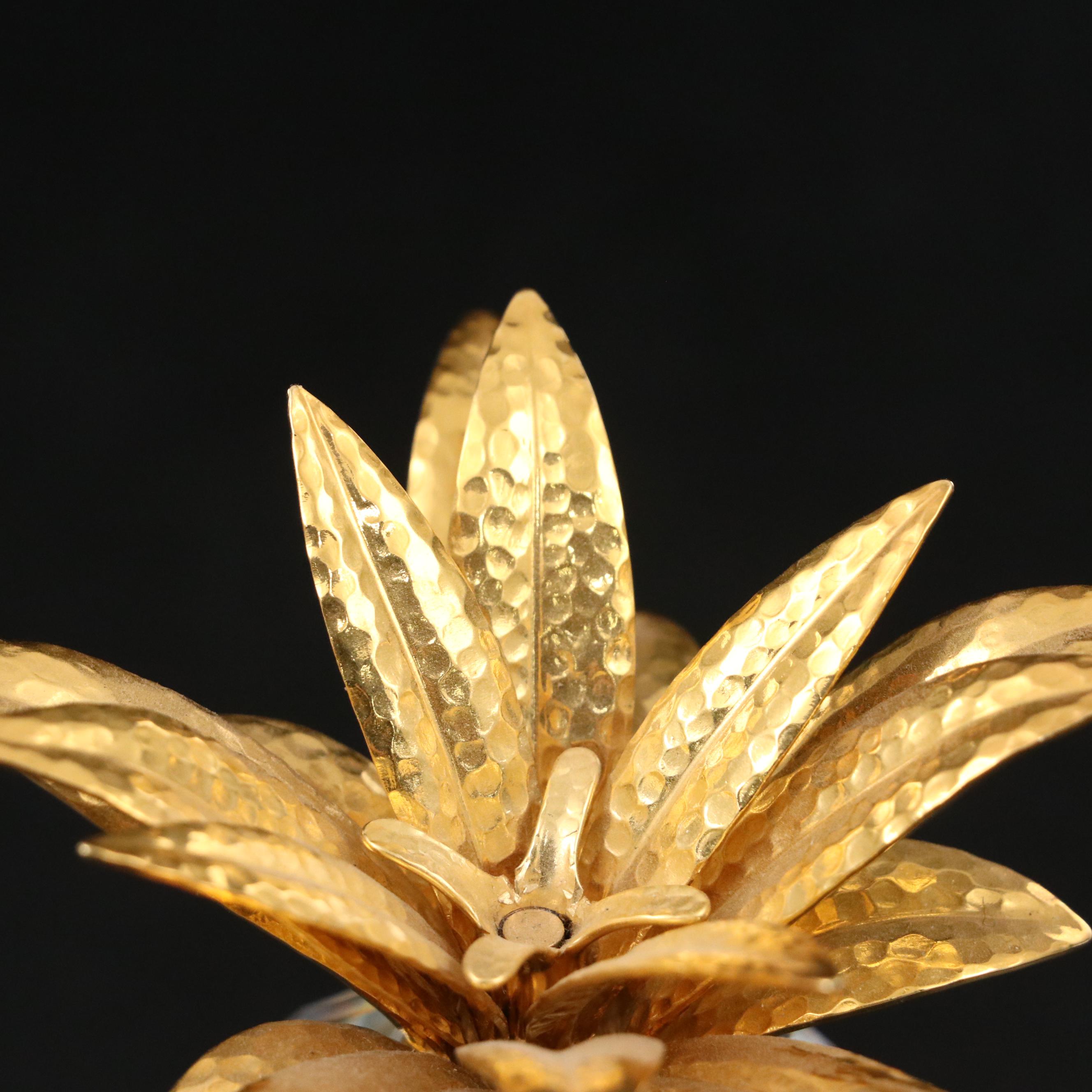 Swarovski Silver Crystal Gold Hammered "Pineapple"