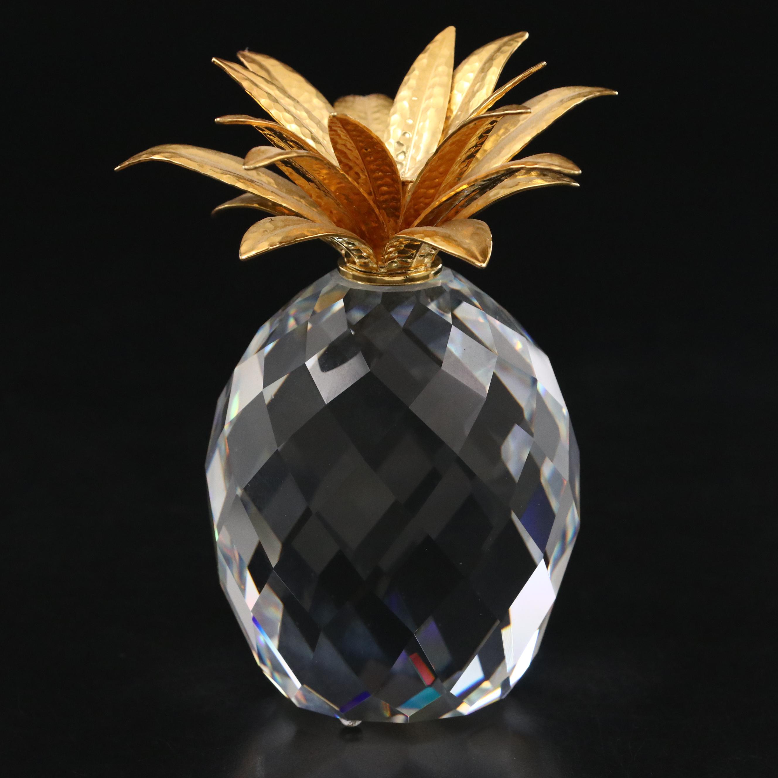 Swarovski Silver Crystal Gold Hammered "Pineapple"