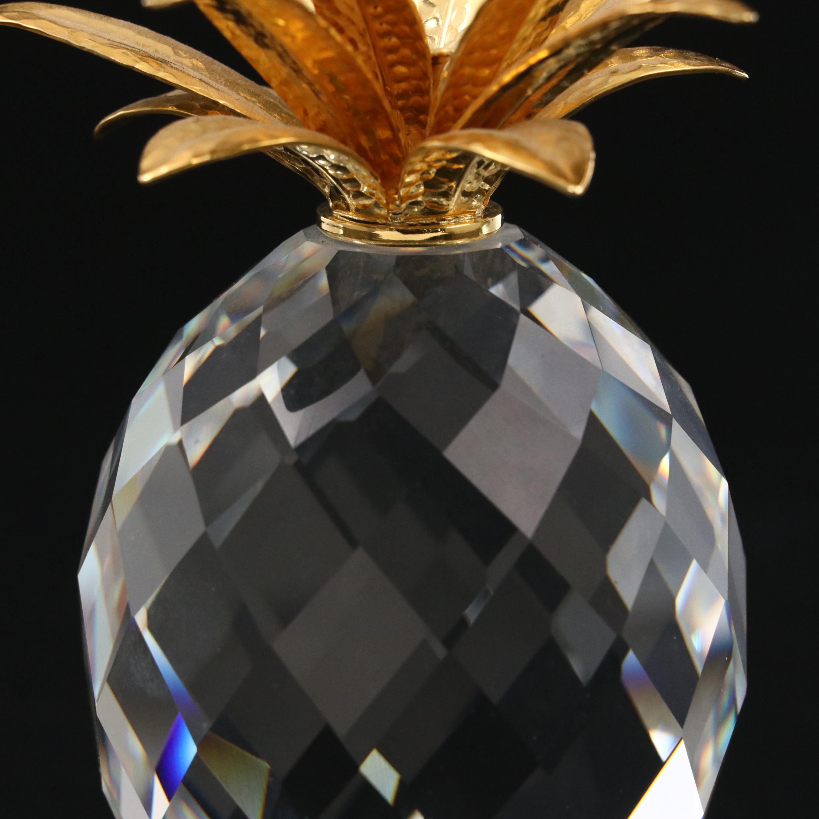 Swarovski Silver Crystal Gold Hammered "Pineapple"