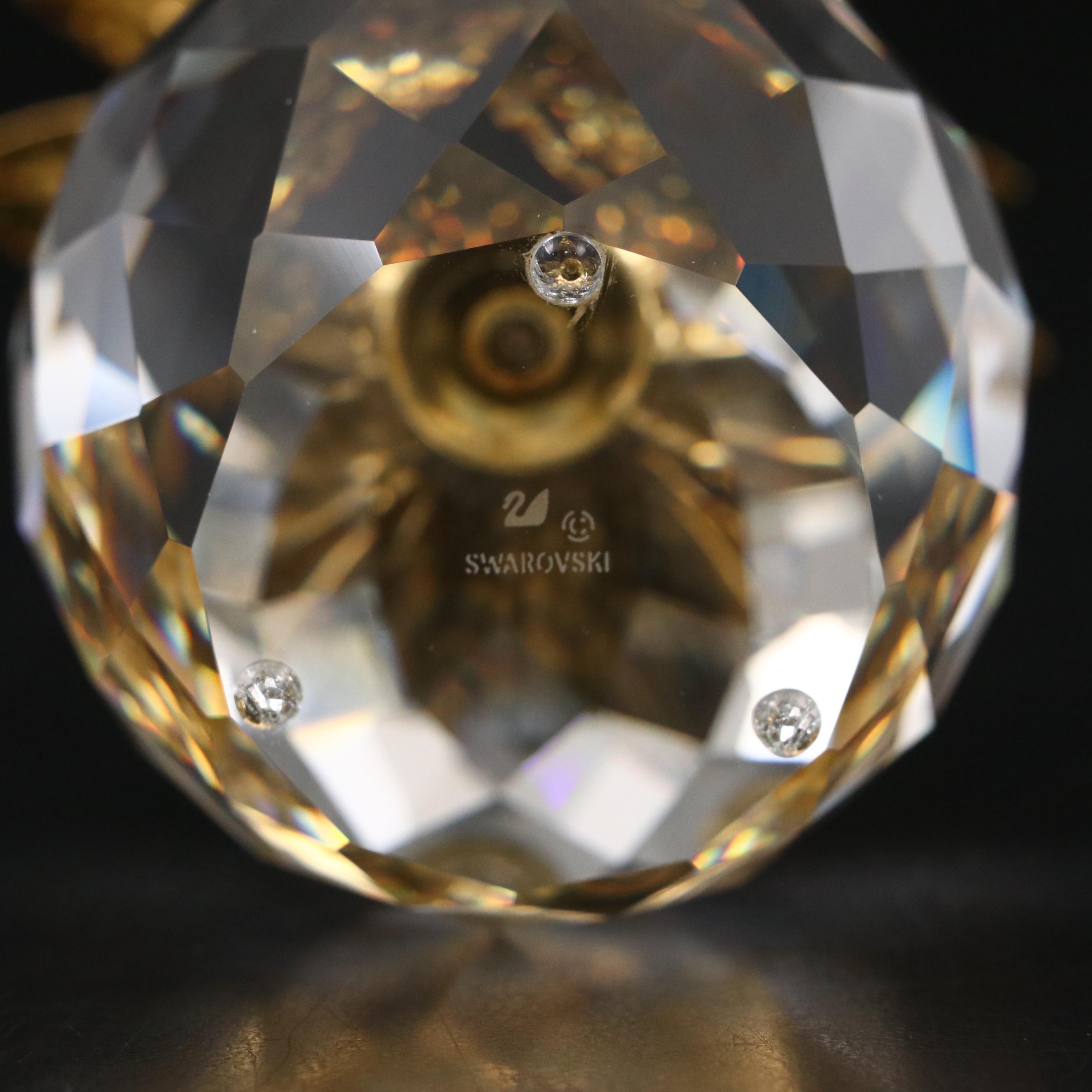 Swarovski Silver Crystal Gold Hammered "Pineapple"