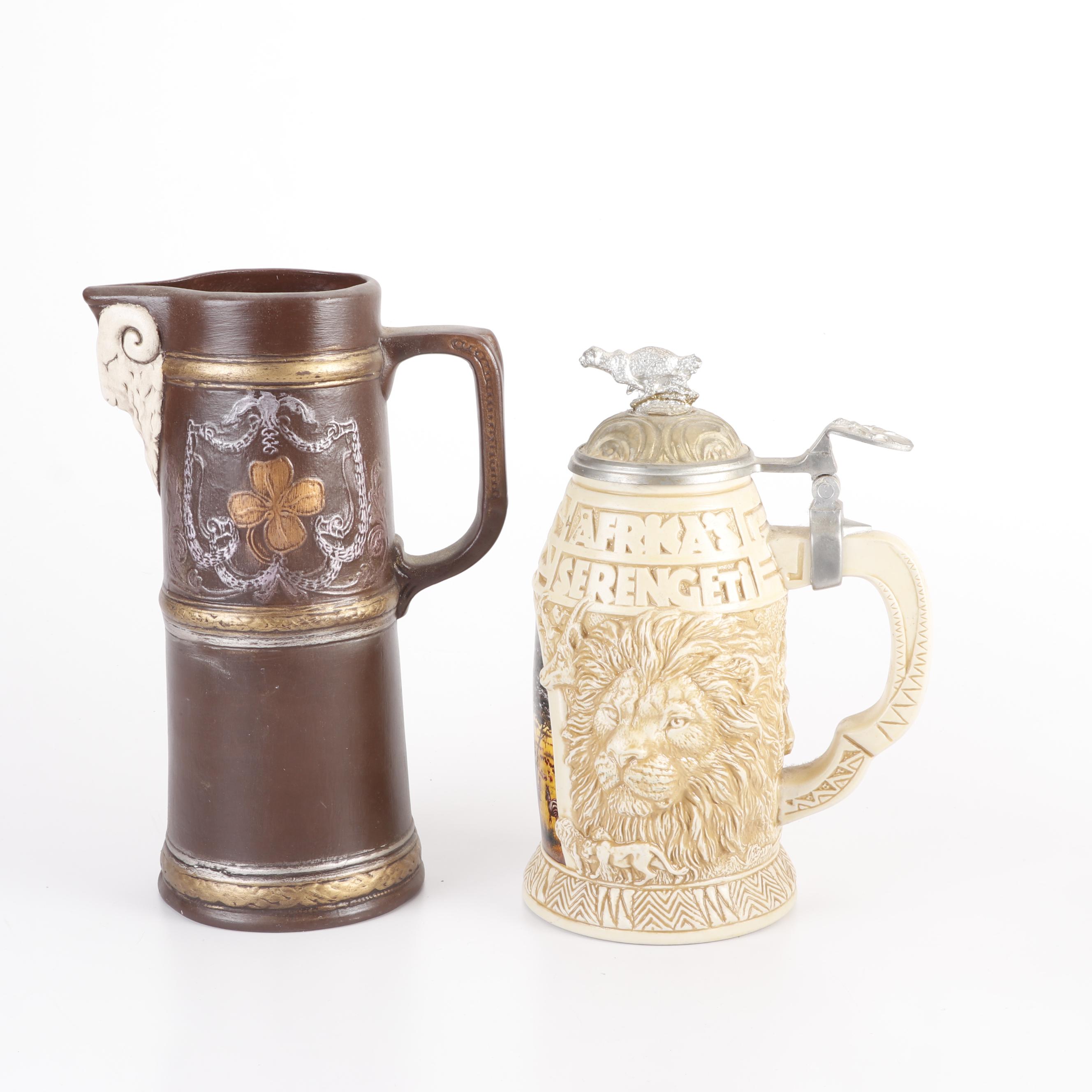 Ceramarte for Avon Assorted Ceramic Beer Steins, Three with Lids