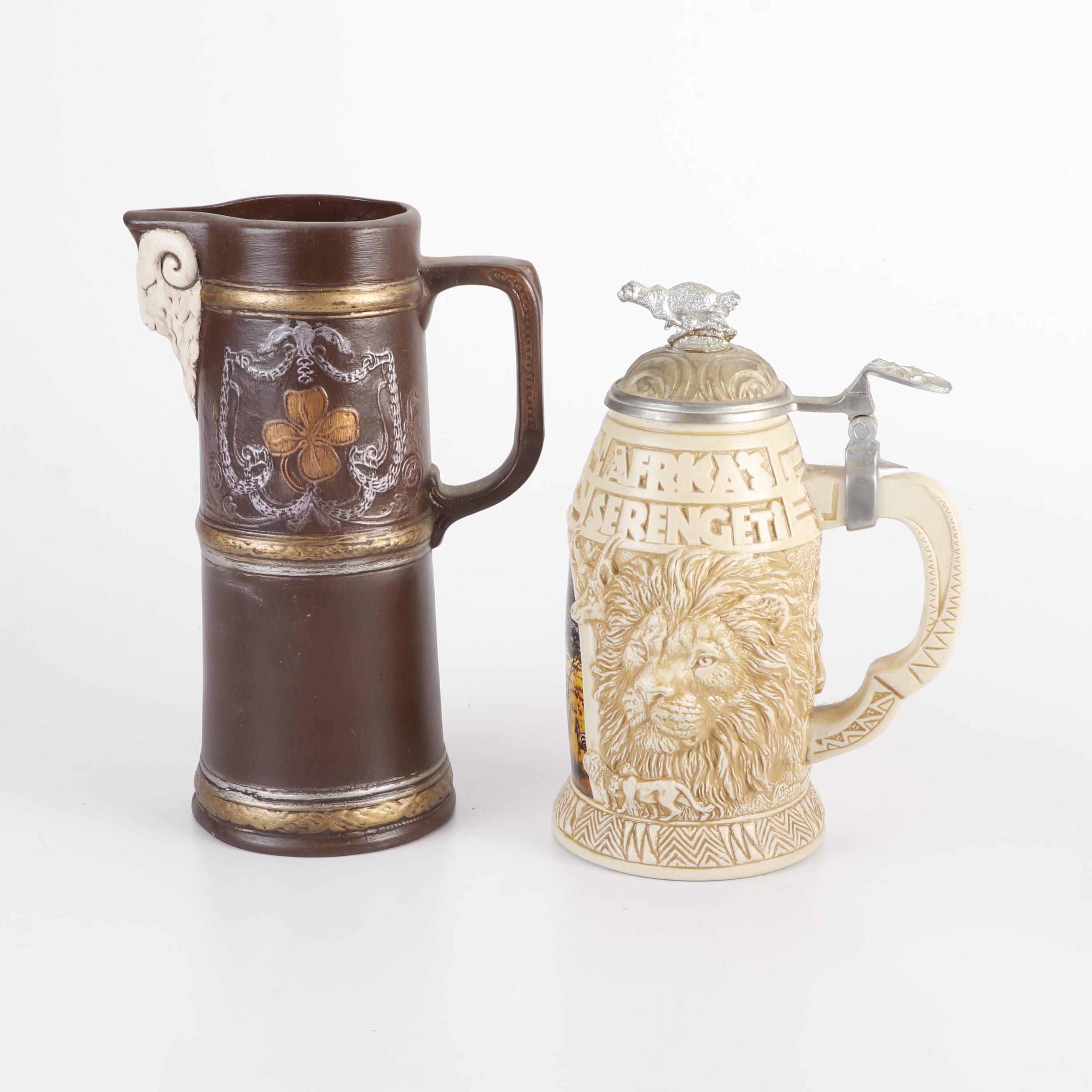 Ceramarte for Avon Assorted Ceramic Beer Steins, Three with Lids