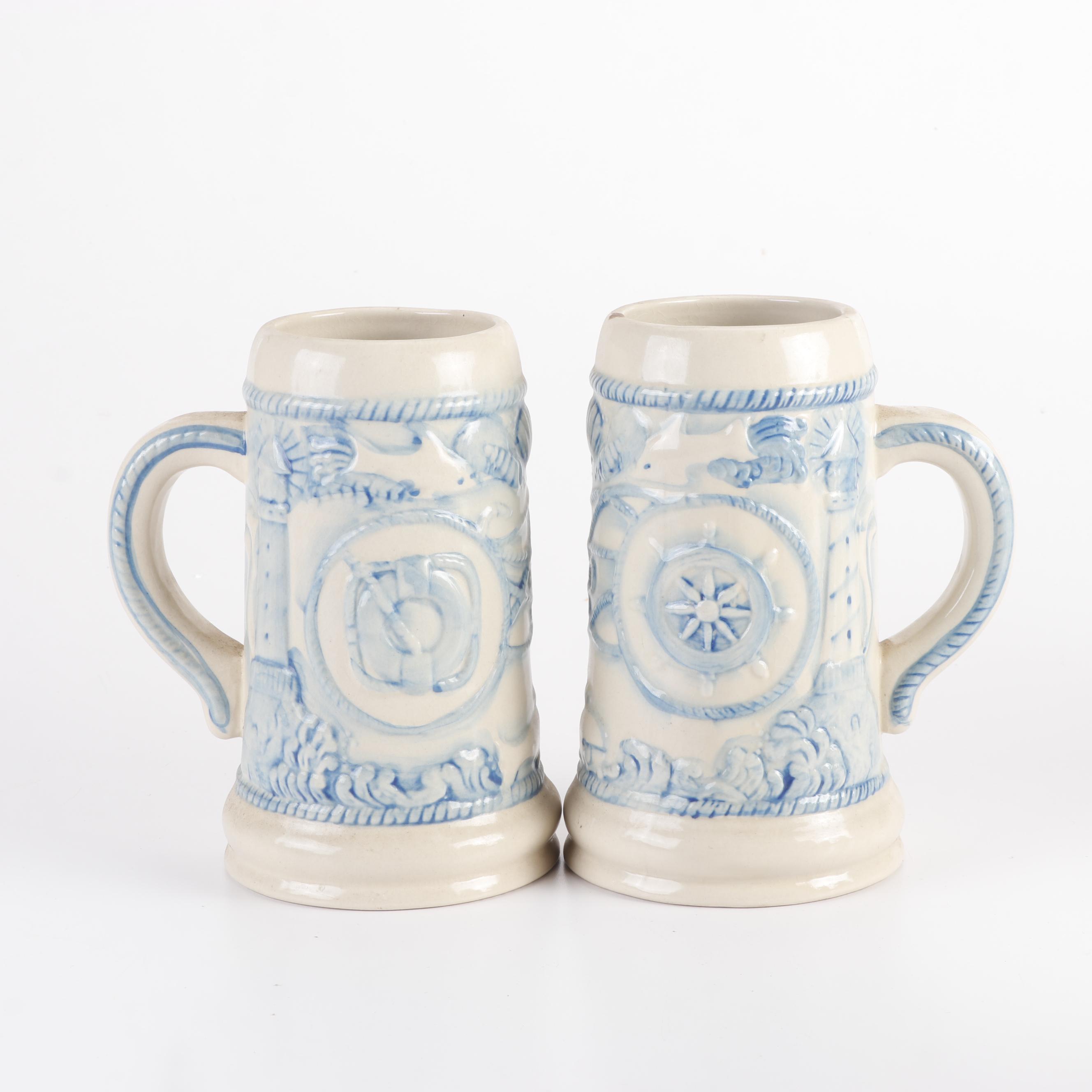 Ceramarte for Avon Assorted Ceramic Beer Steins, Three with Lids