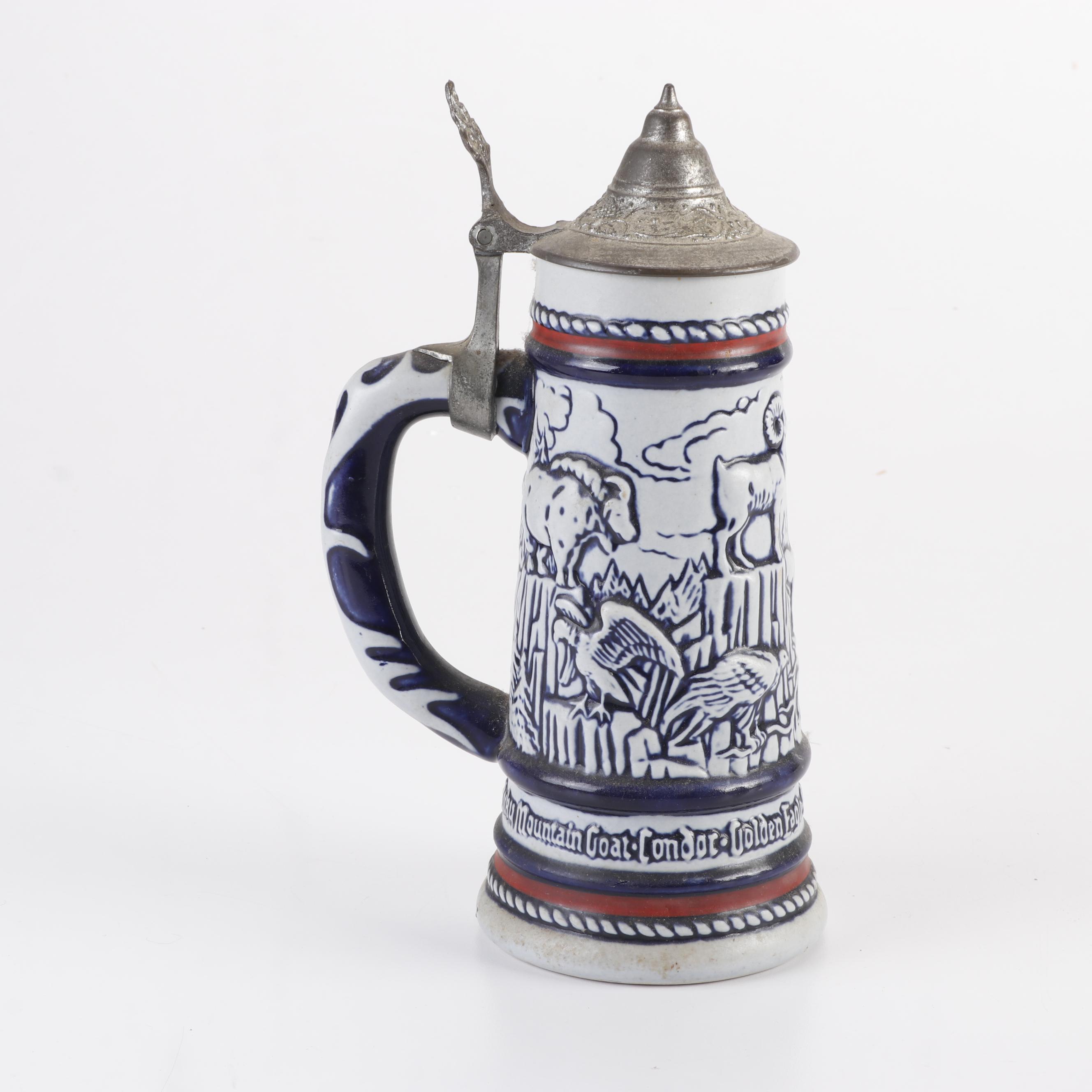 Ceramarte for Avon Assorted Ceramic Beer Steins, Three with Lids