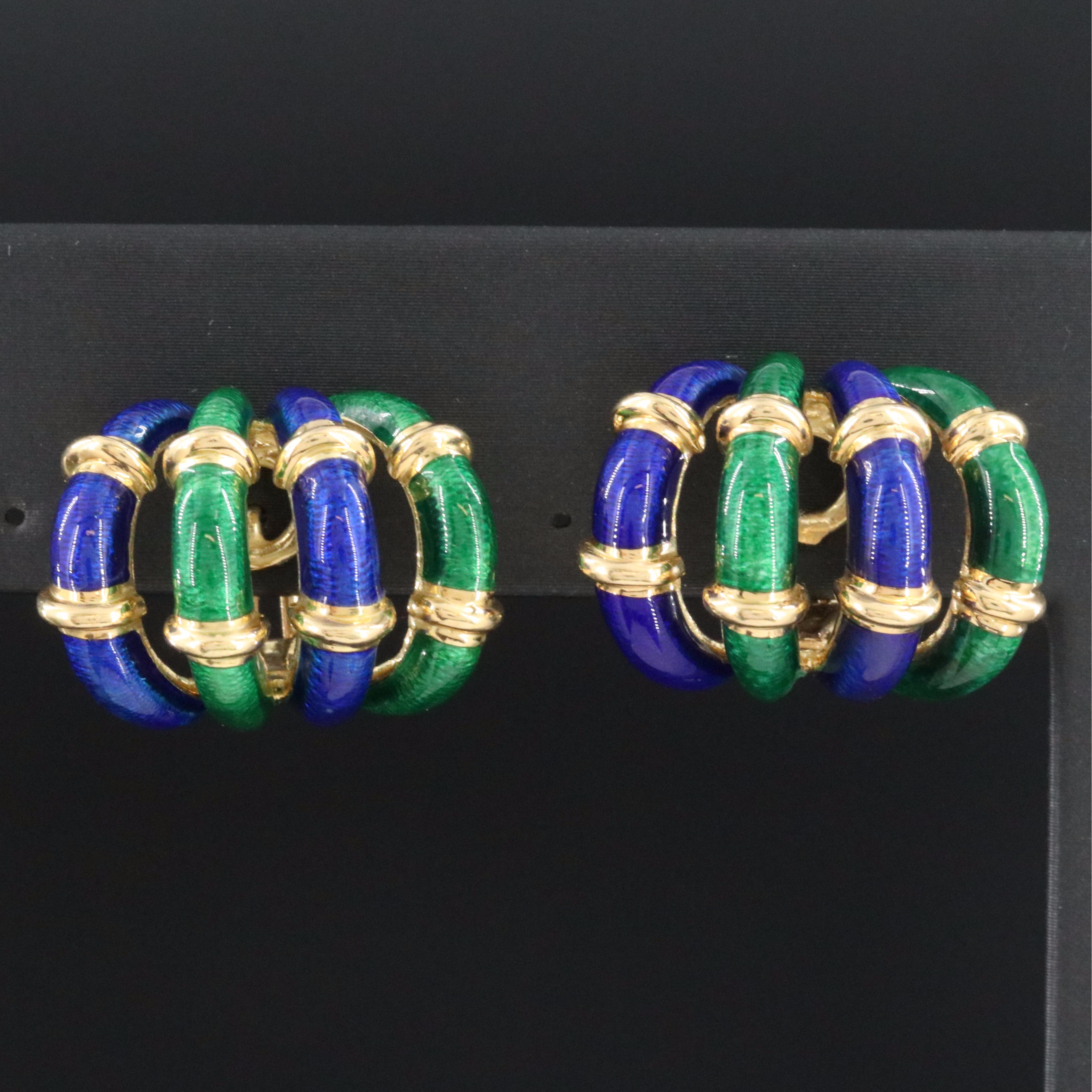 Jean Schlumberger for Tiffany & Co. 18K Paillonné Enamel Bamboo Earrings