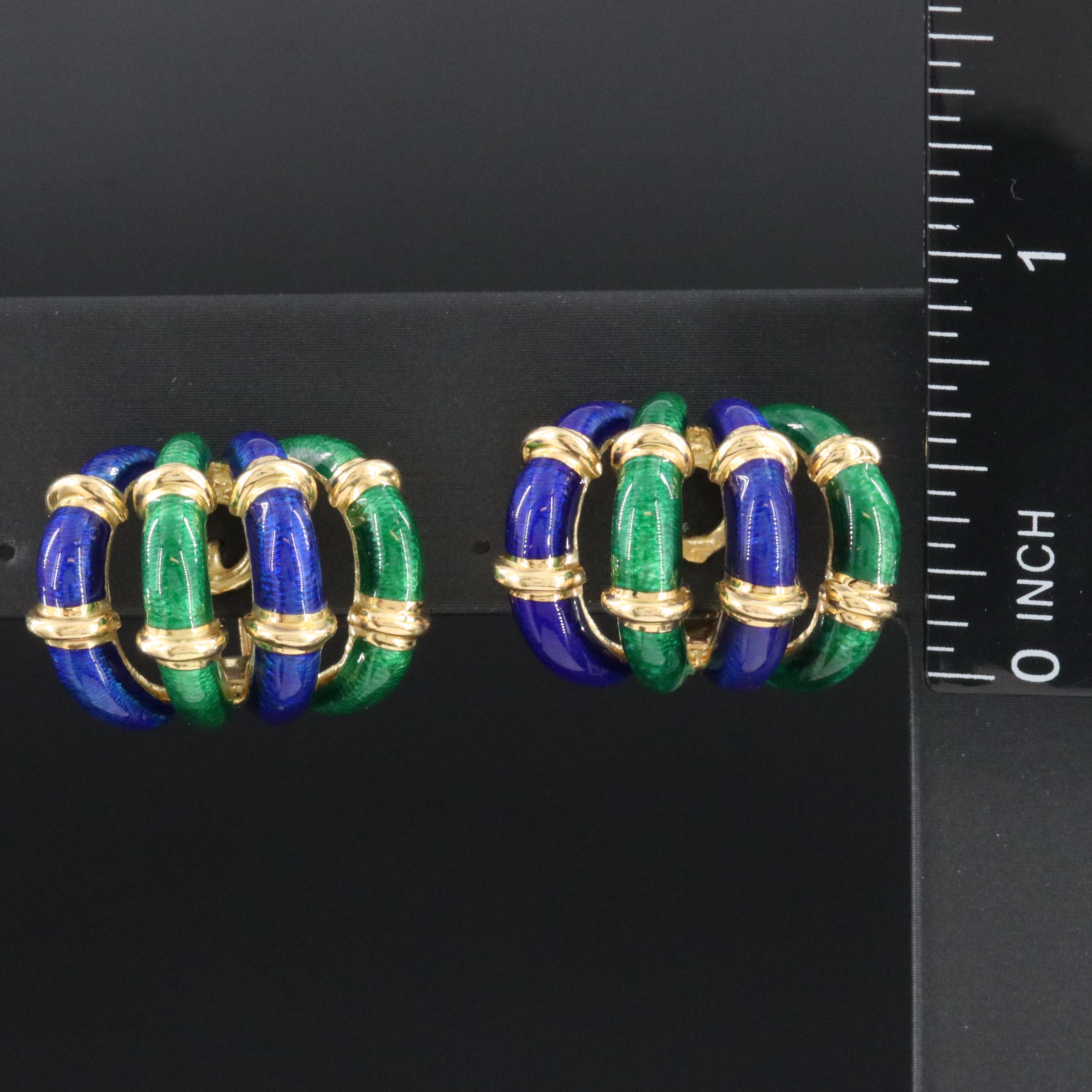 Jean Schlumberger for Tiffany & Co. 18K Paillonné Enamel Bamboo Earrings