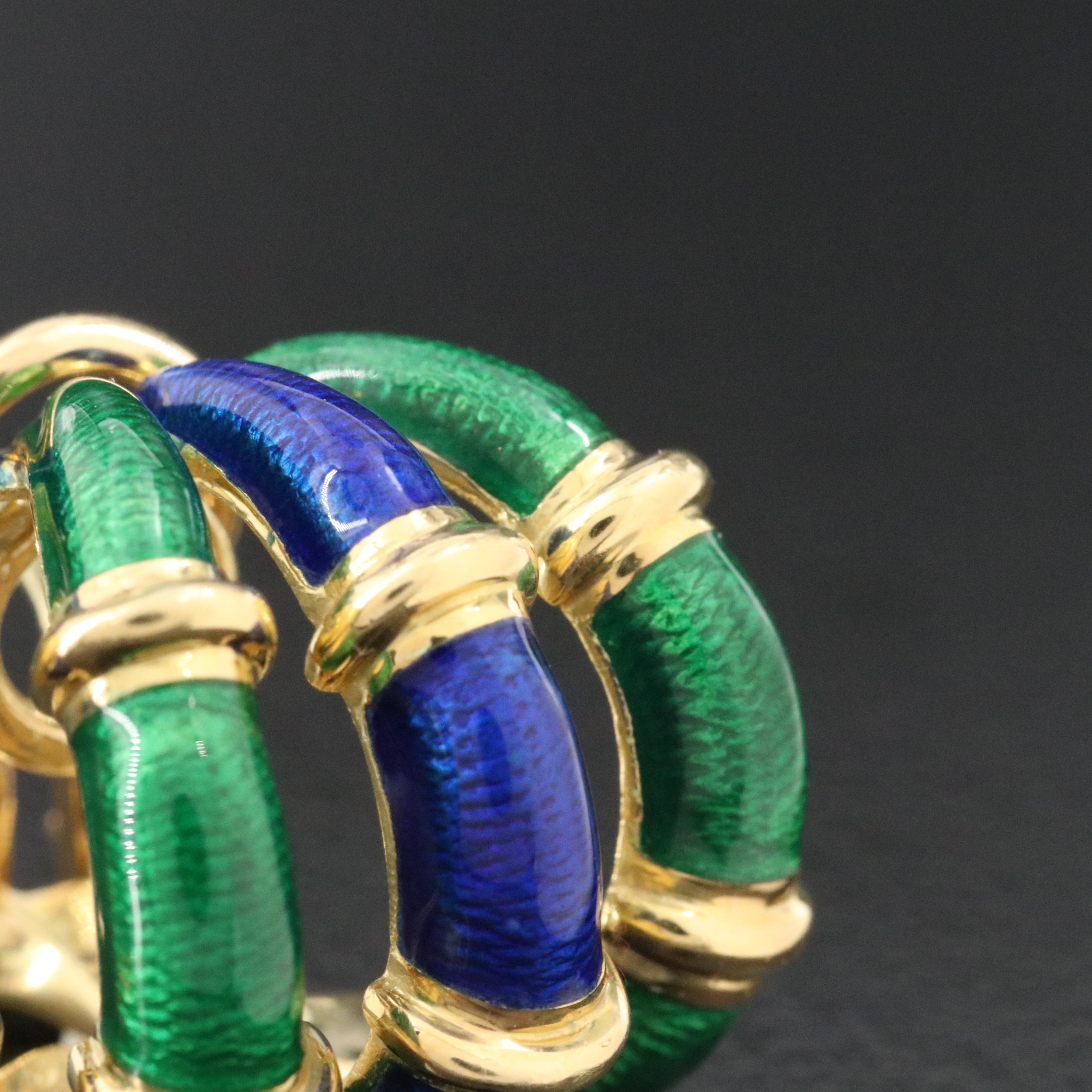 Jean Schlumberger for Tiffany & Co. 18K Paillonné Enamel Bamboo Earrings