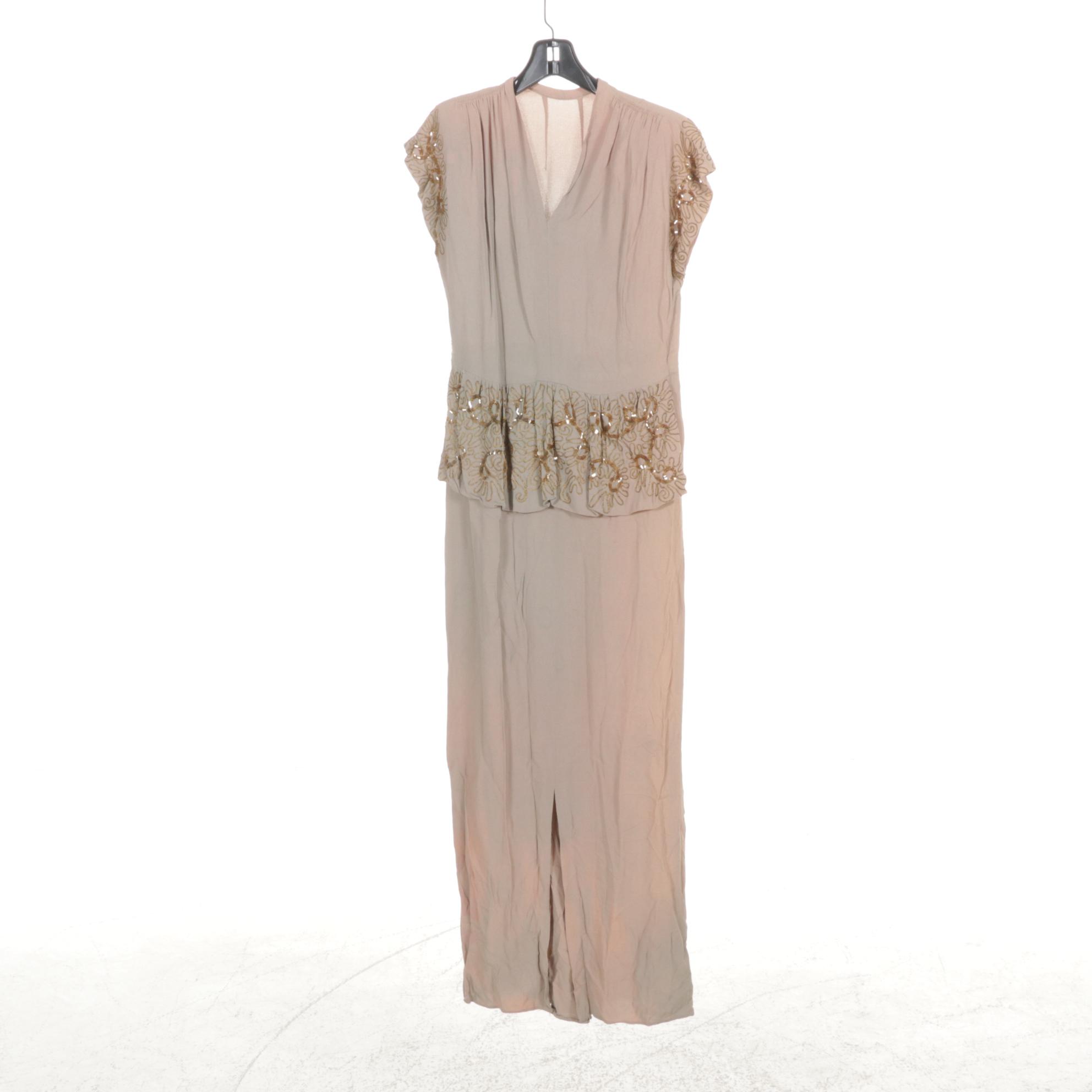 Striped Skirt Suit, Embellished Drop Waist Dress & More in 1940s Wardrobe Set