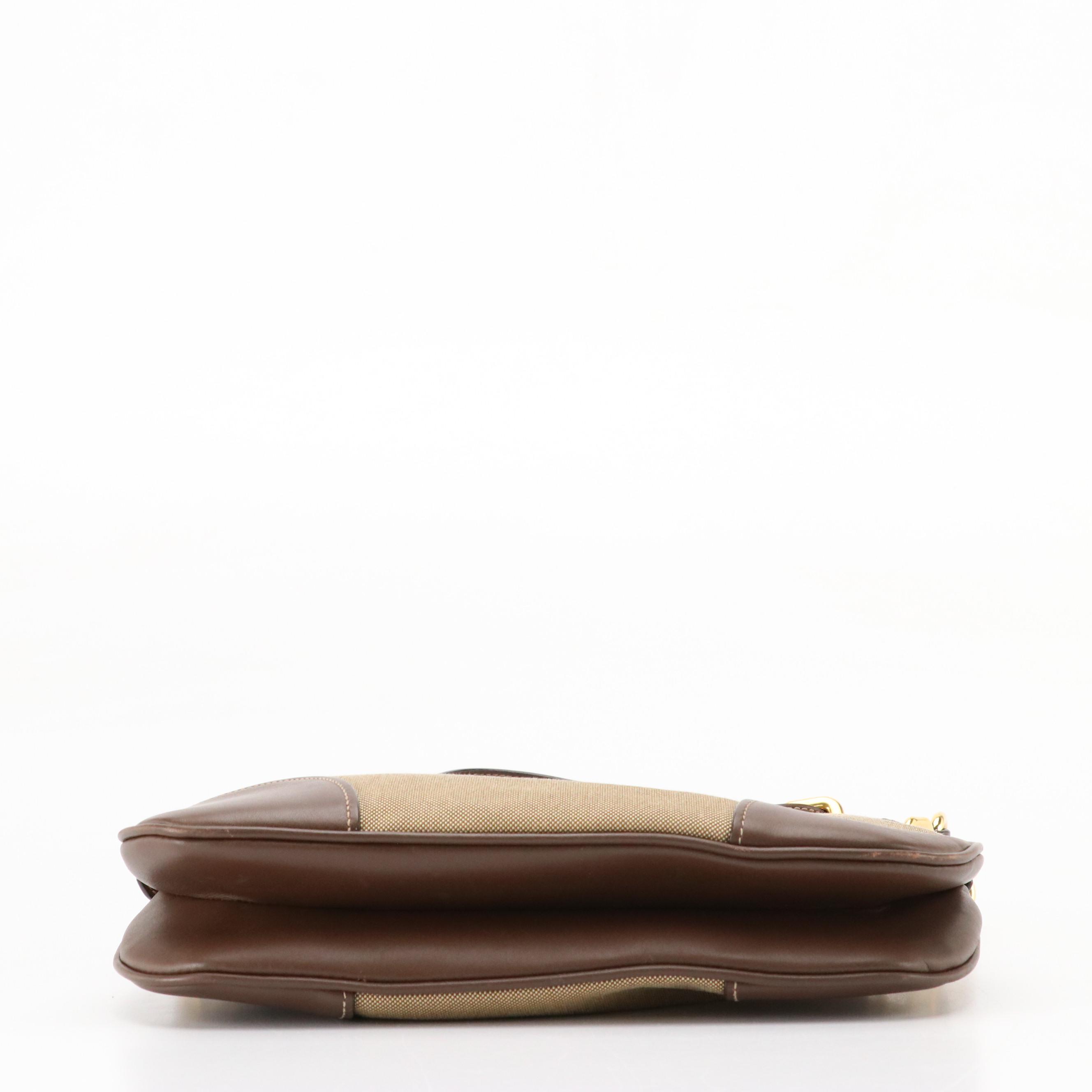 Prada Canapa Jacquard Canvas Crossbody Bag with Leather Trim