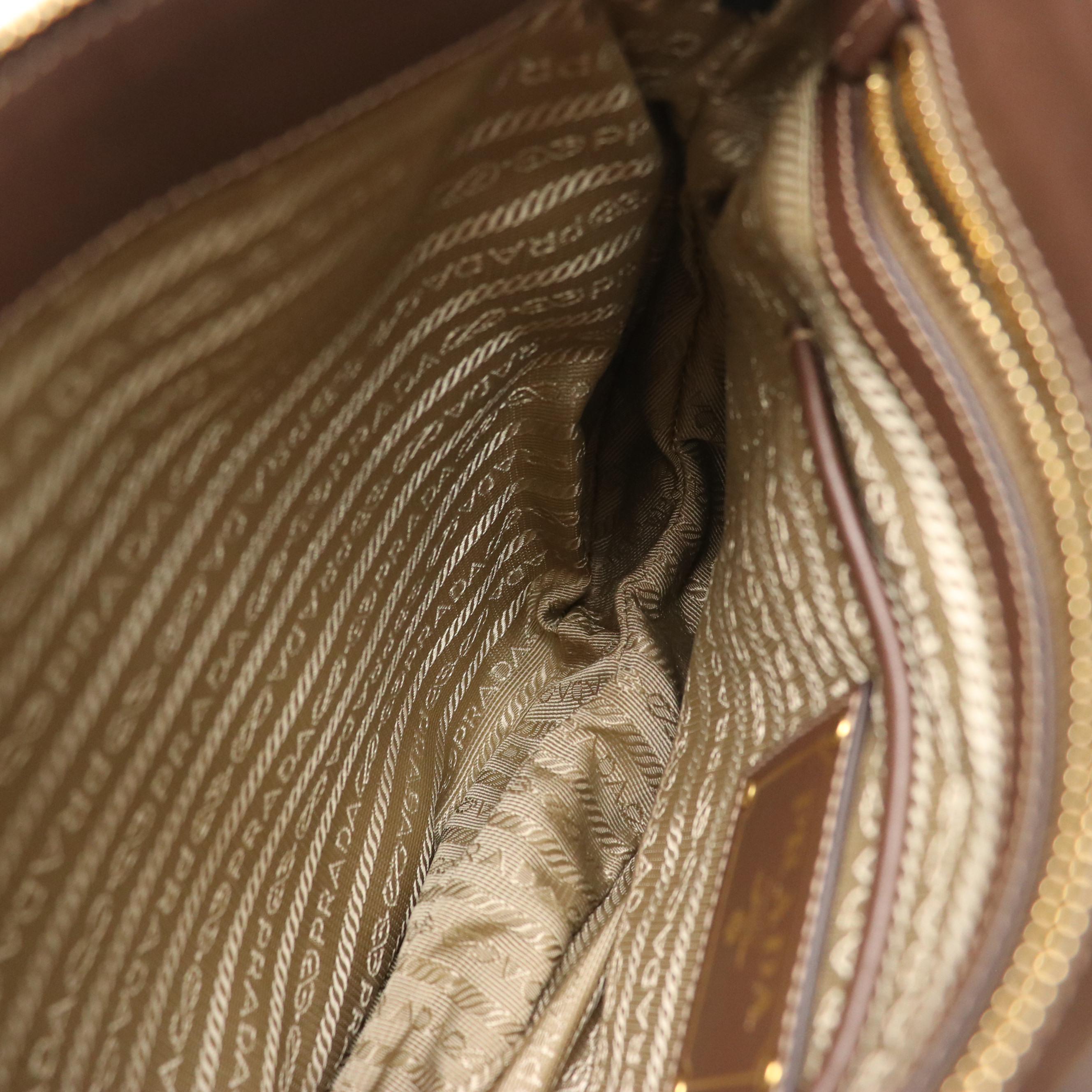 Prada Canapa Jacquard Canvas Crossbody Bag with Leather Trim