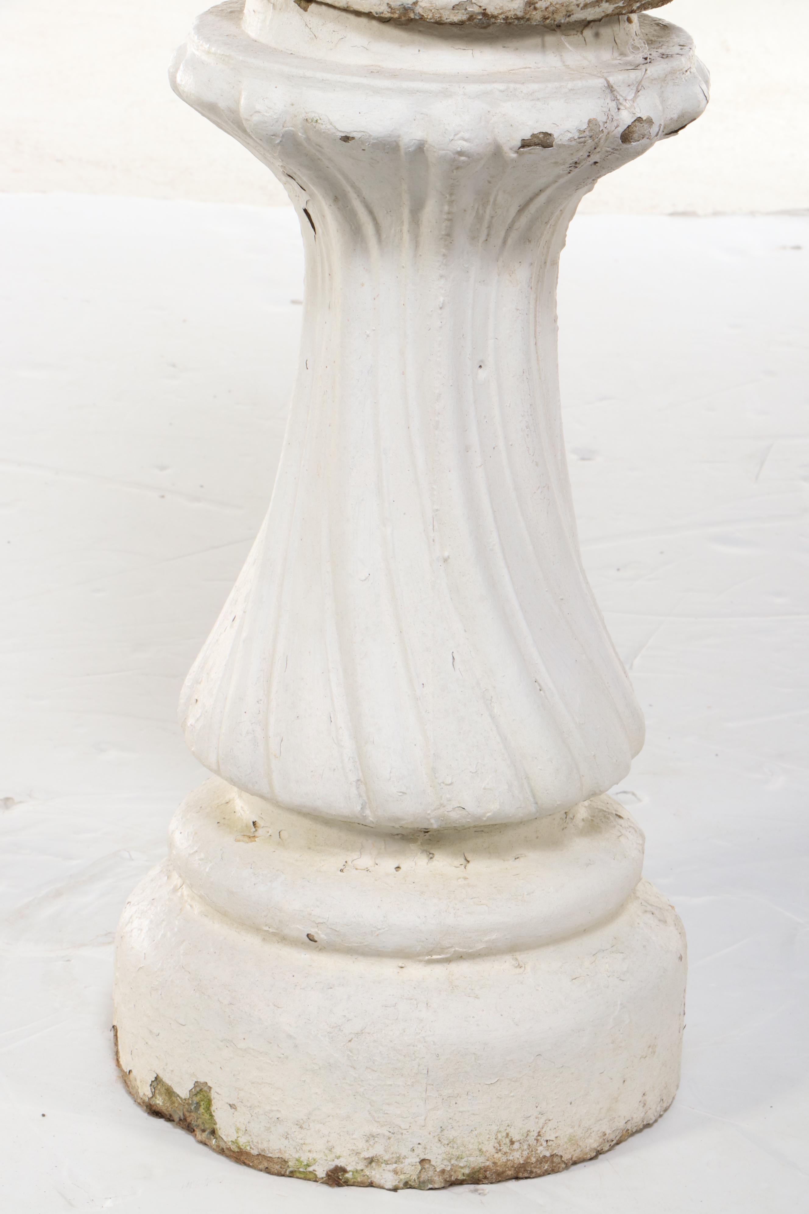 White-Painted Cast Concrete Putto with Amphora Garden Fountain