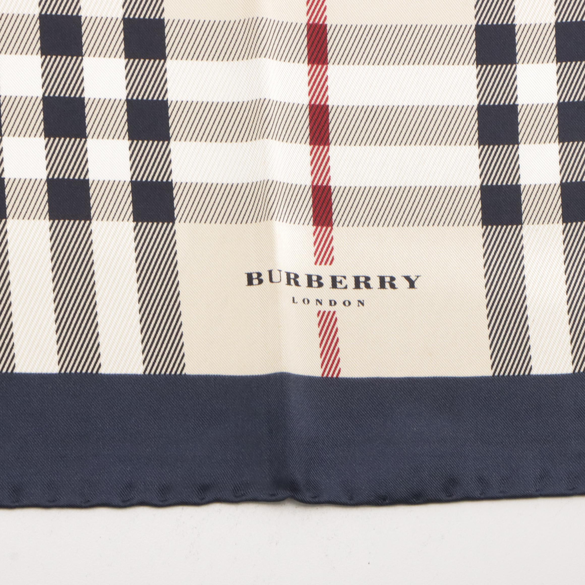 Burberry Check Scarf 90 in Silk Twill with Tag and Gift Sleeve