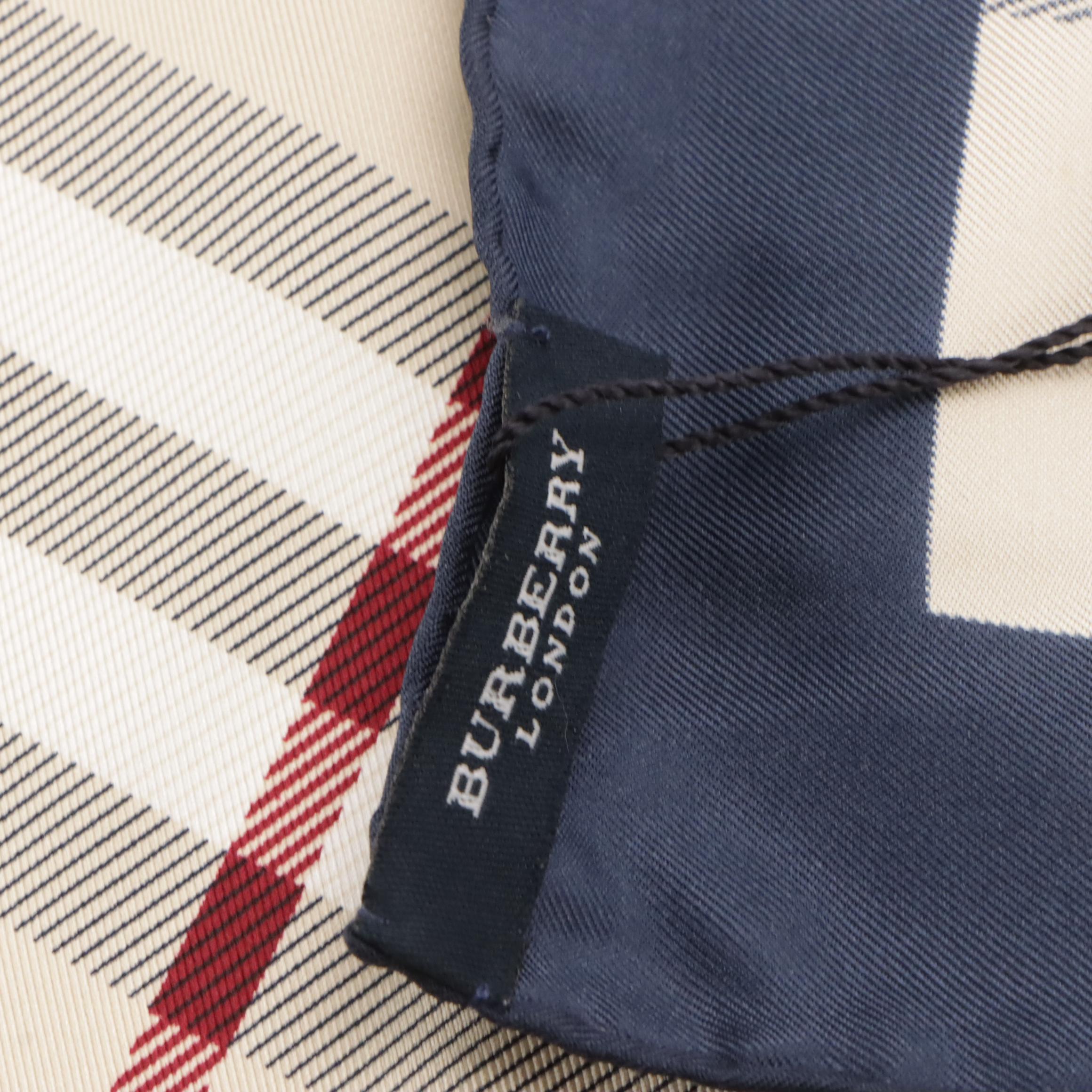 Burberry Check Scarf 90 in Silk Twill with Tag and Gift Sleeve