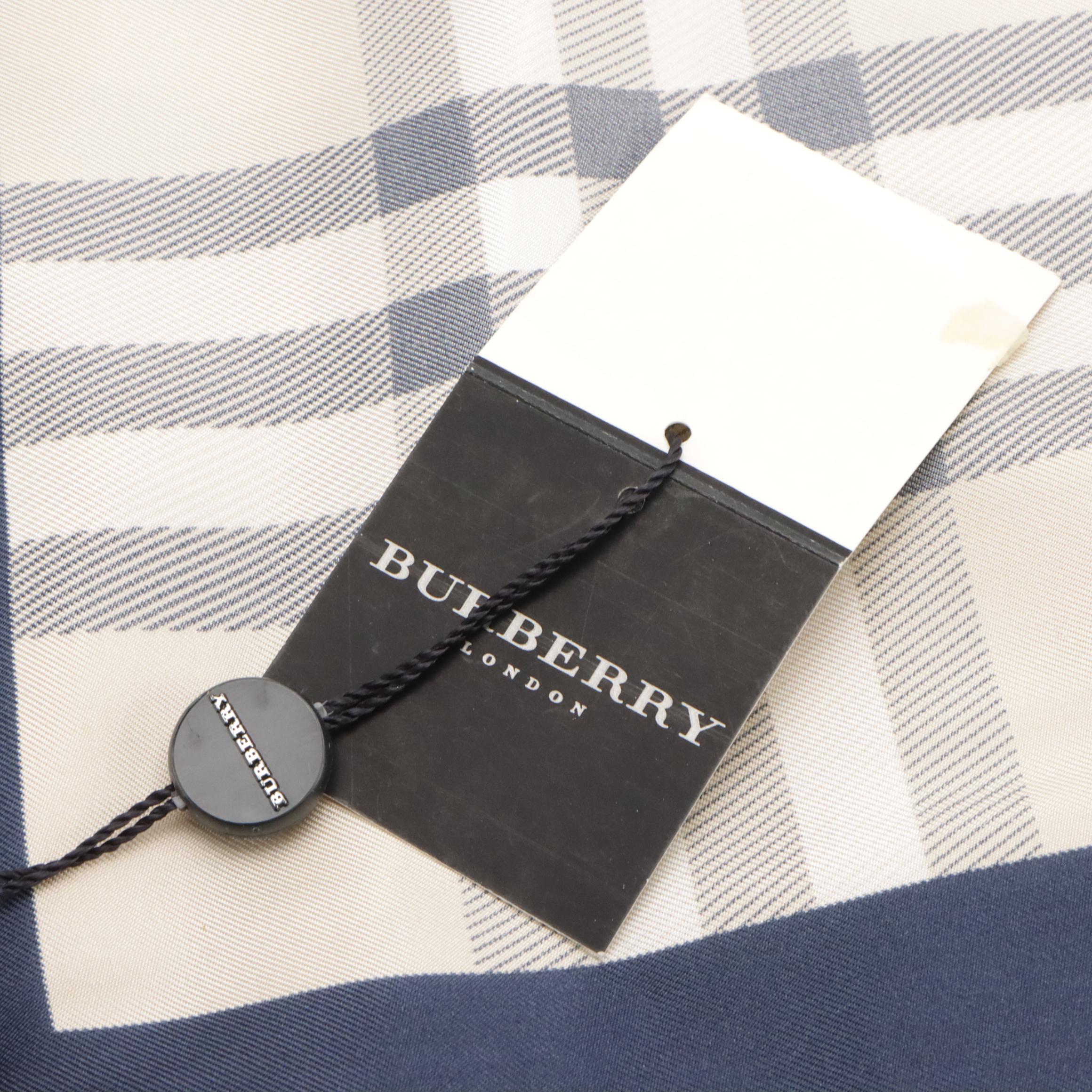 Burberry Check Scarf 90 in Silk Twill with Tag and Gift Sleeve