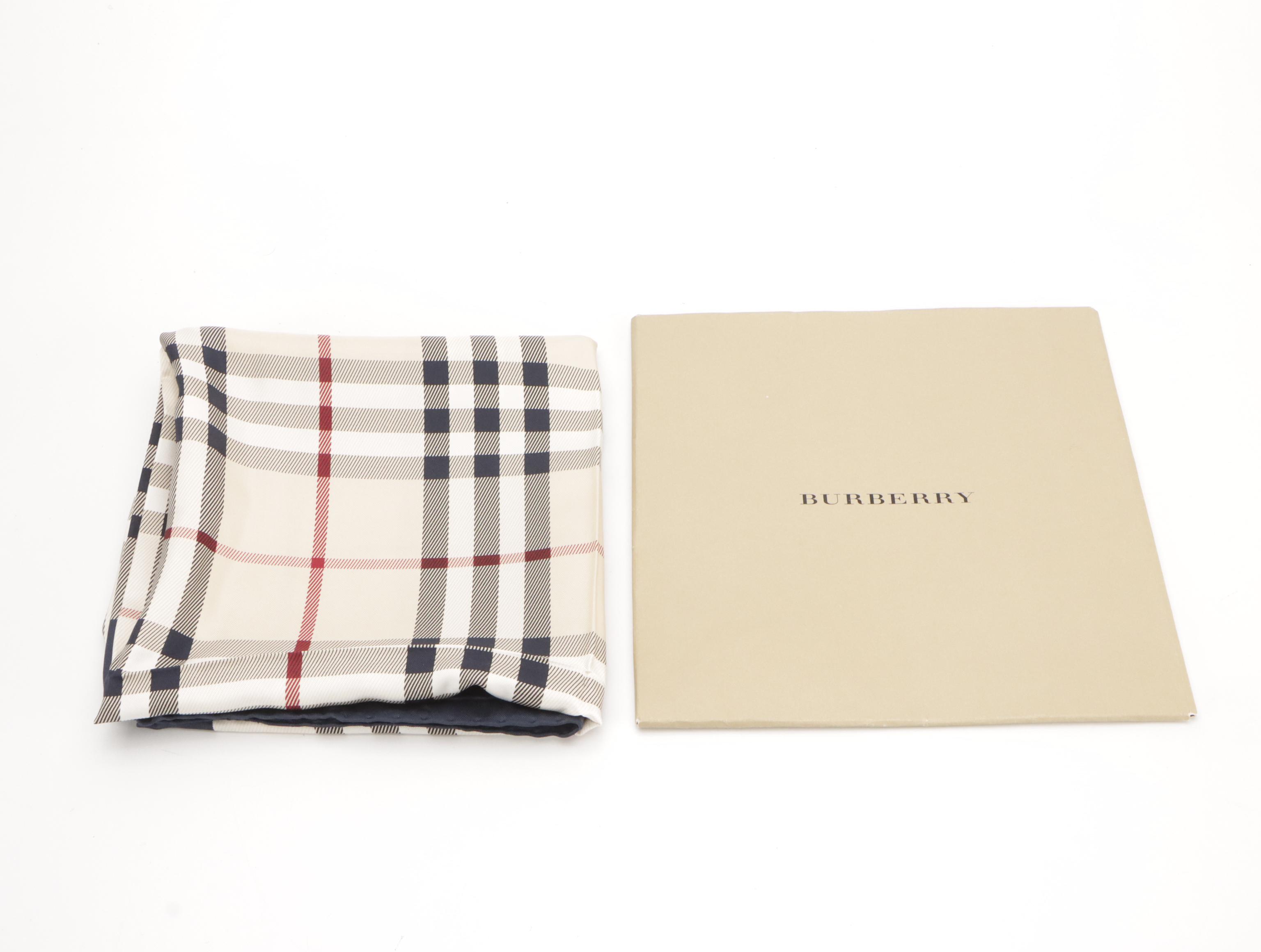 Burberry Check Scarf 90 in Silk Twill with Tag and Gift Sleeve