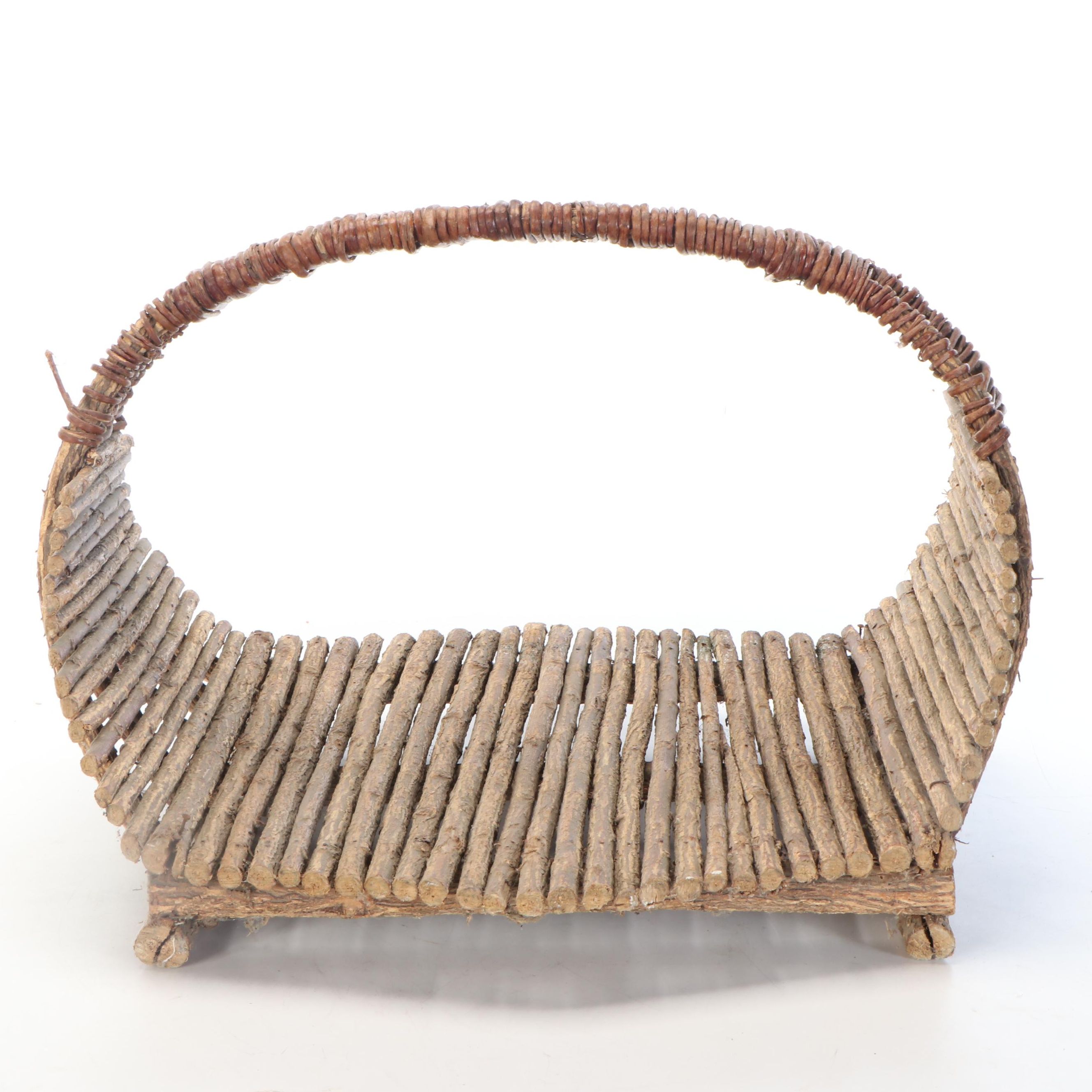American Folk Art Style Twig Basket