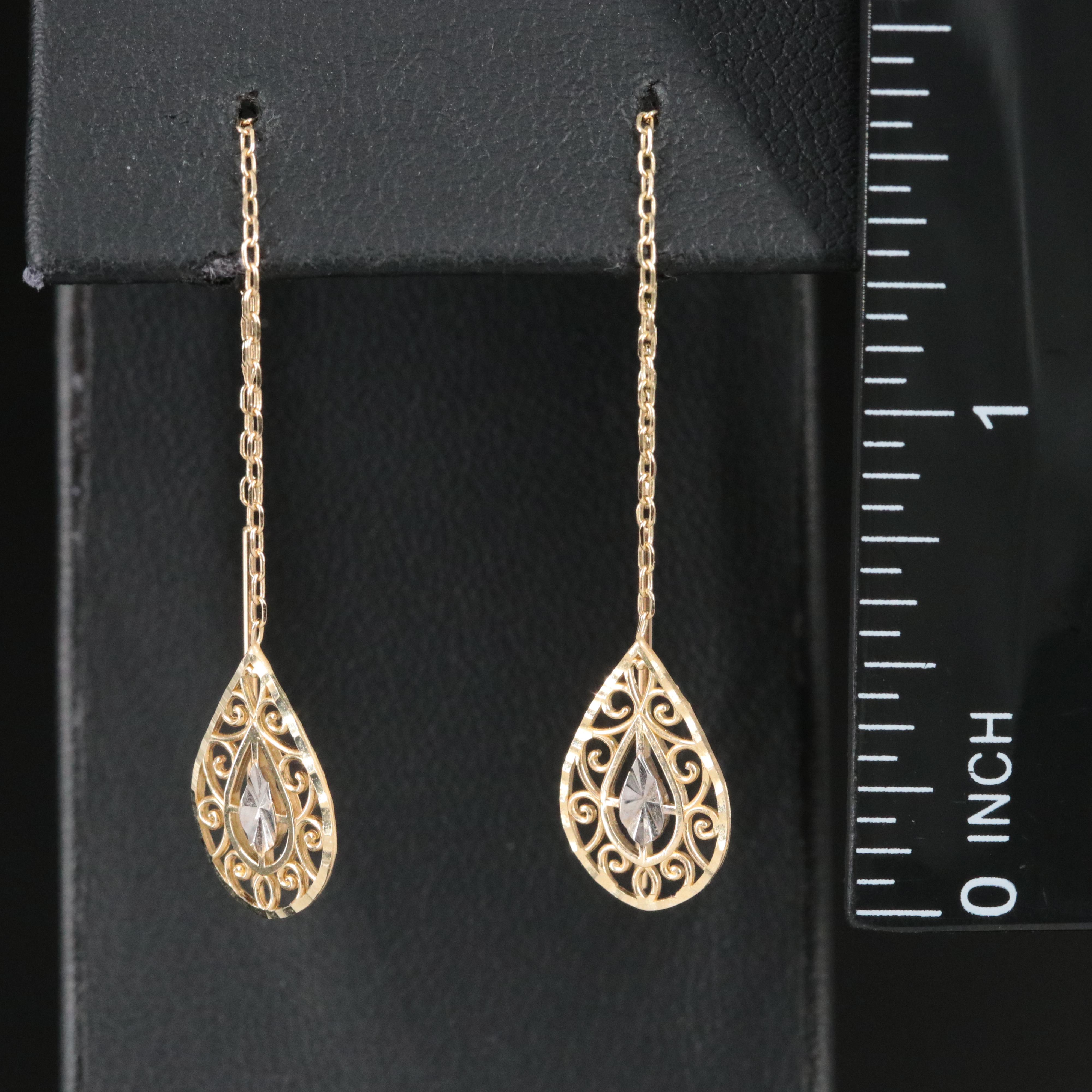 14K Scrollwork Threader Earrings