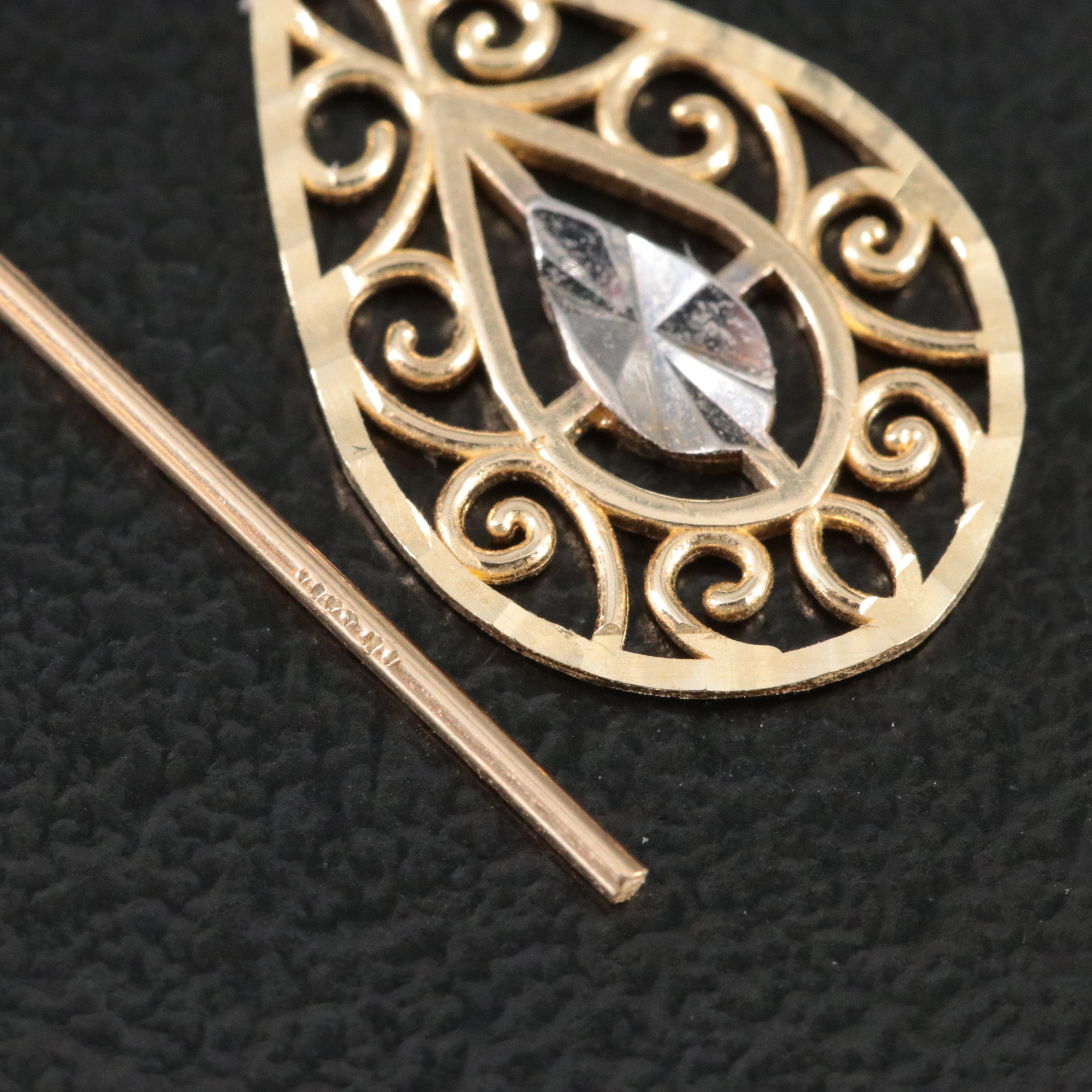 14K Scrollwork Threader Earrings