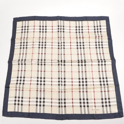 Burberry Check Scarf 90 in Silk Twill with Tag and Gift Sleeve Burberry Check Scarf 90 in Silk Twill with Tag and Gift Sleeve