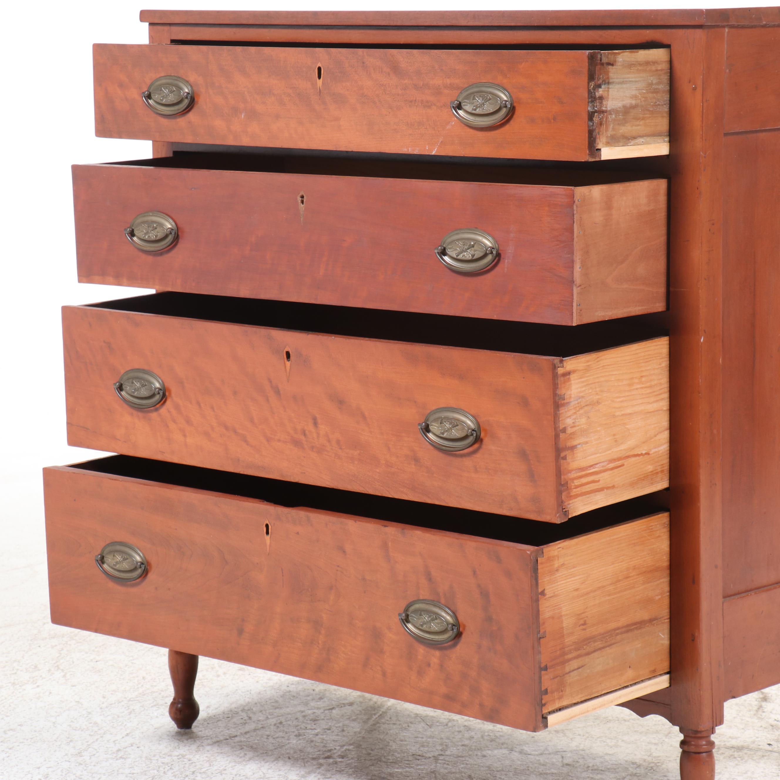 Sheraton Style Birch Four-Drawer Chest, Early 20th Century