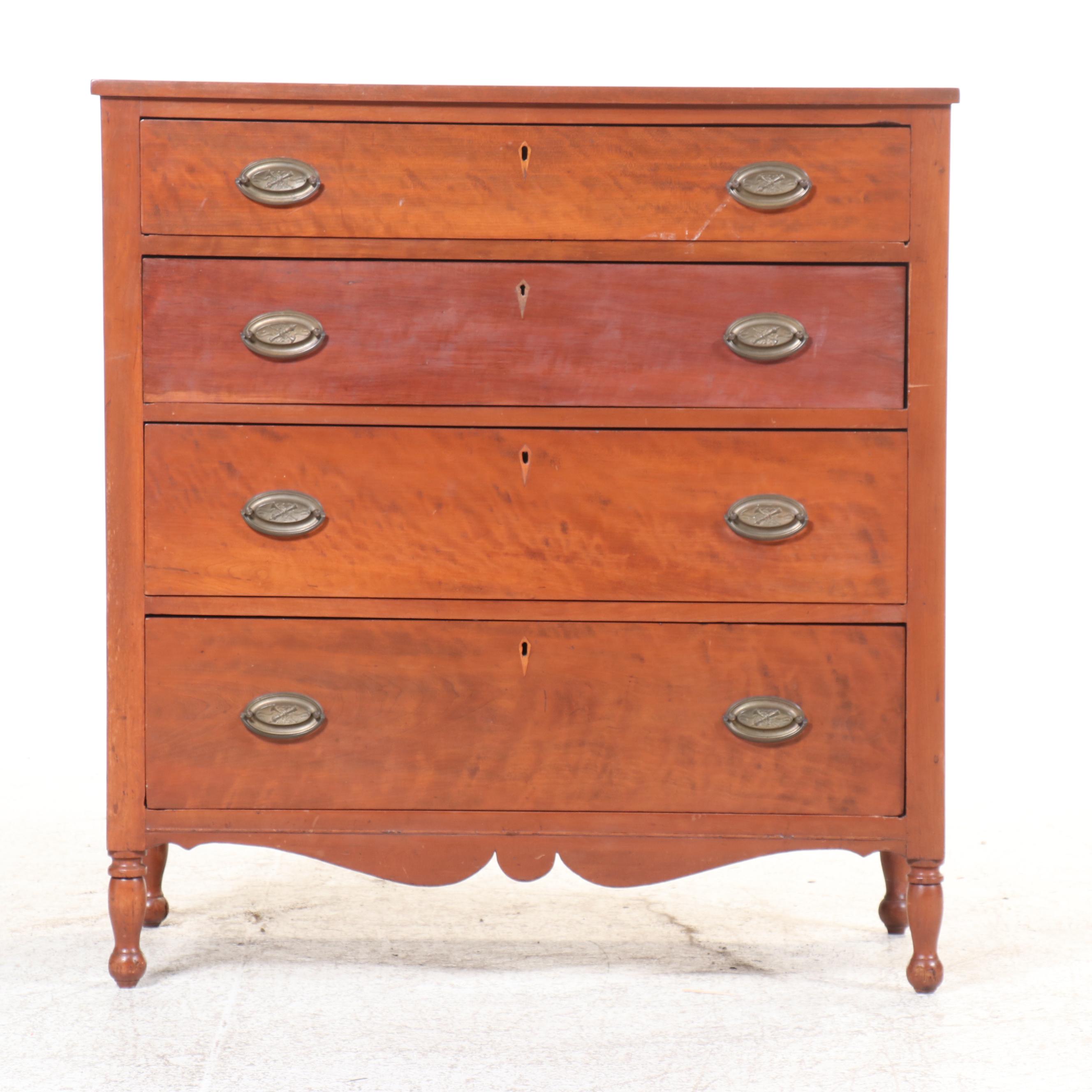 Sheraton Style Birch Four-Drawer Chest, Early 20th Century