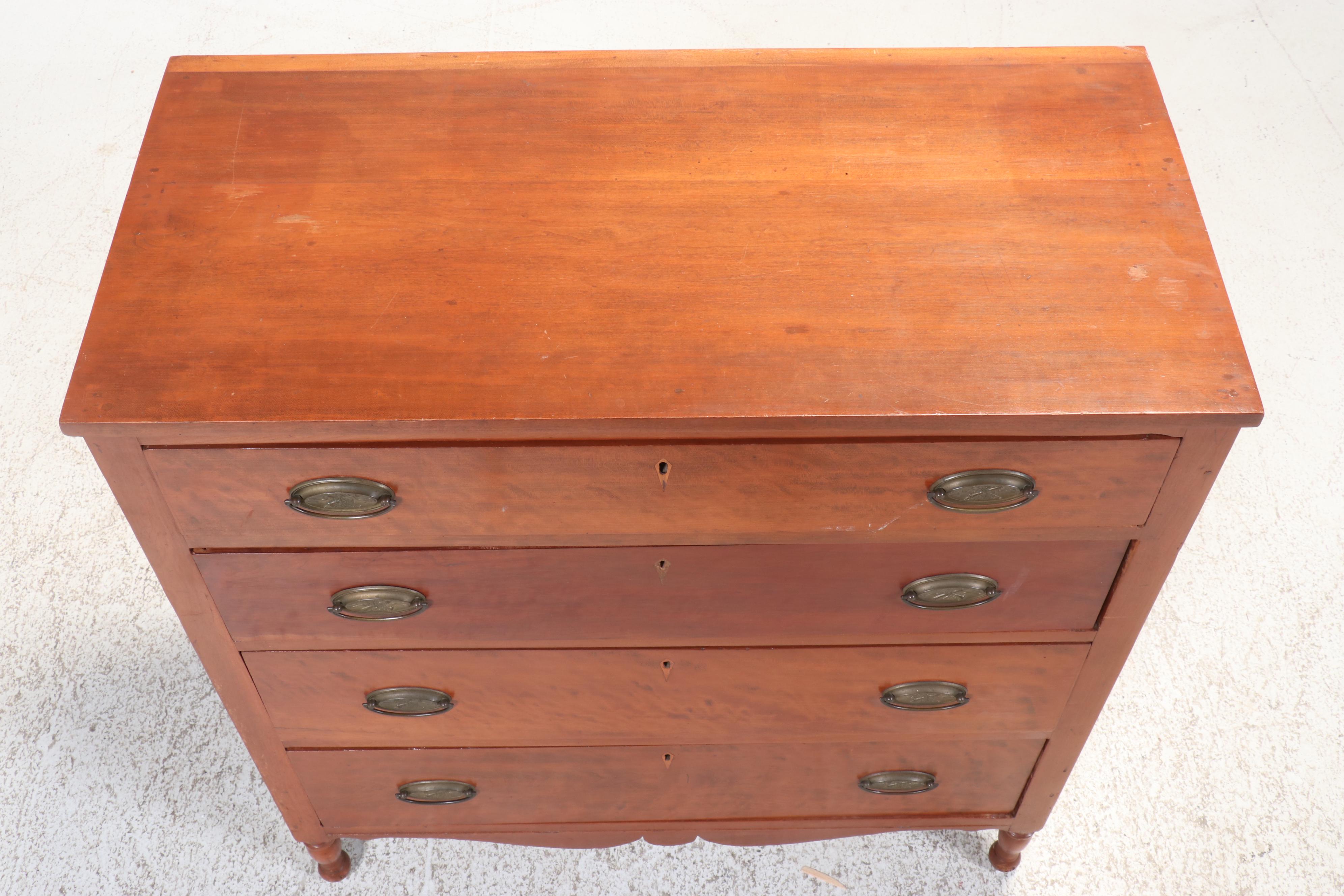 Sheraton Style Birch Four-Drawer Chest, Early 20th Century