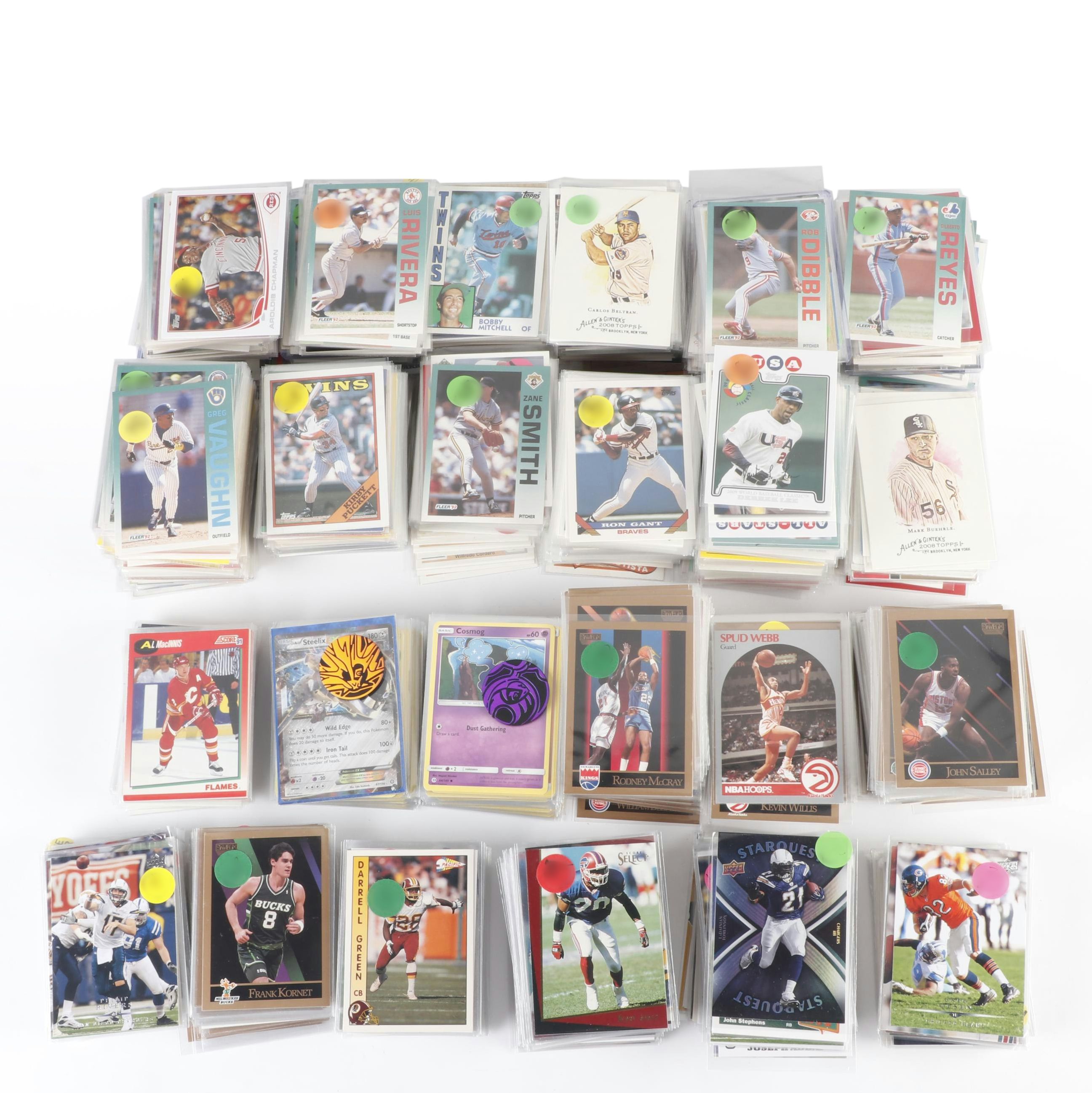 Over 1,800 Baseball, Football, Basketball, and Pokemon Cards