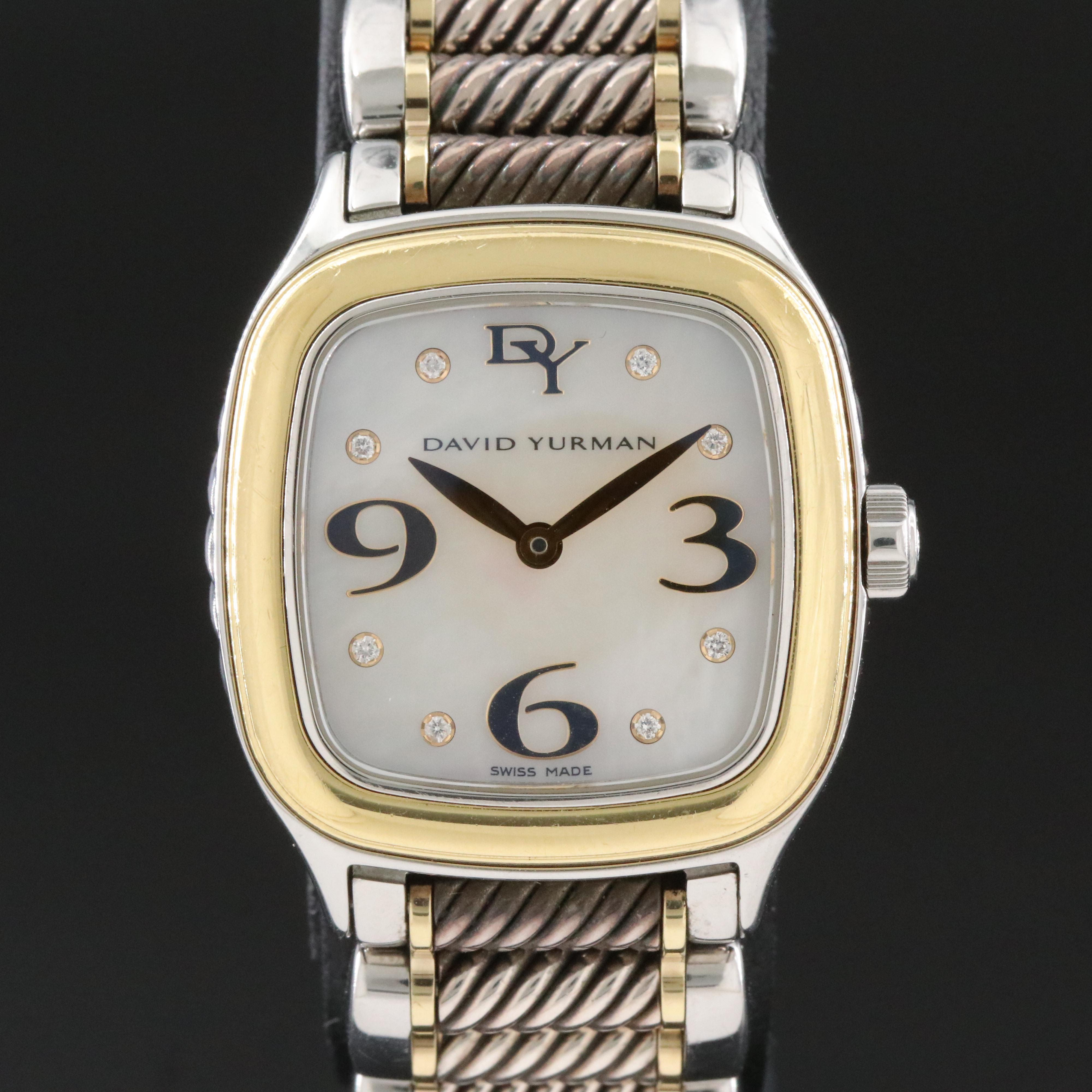 David Yurman Thoroughbred Diamond & Mother-of-Pearl 18K & Sterling Silver Watch