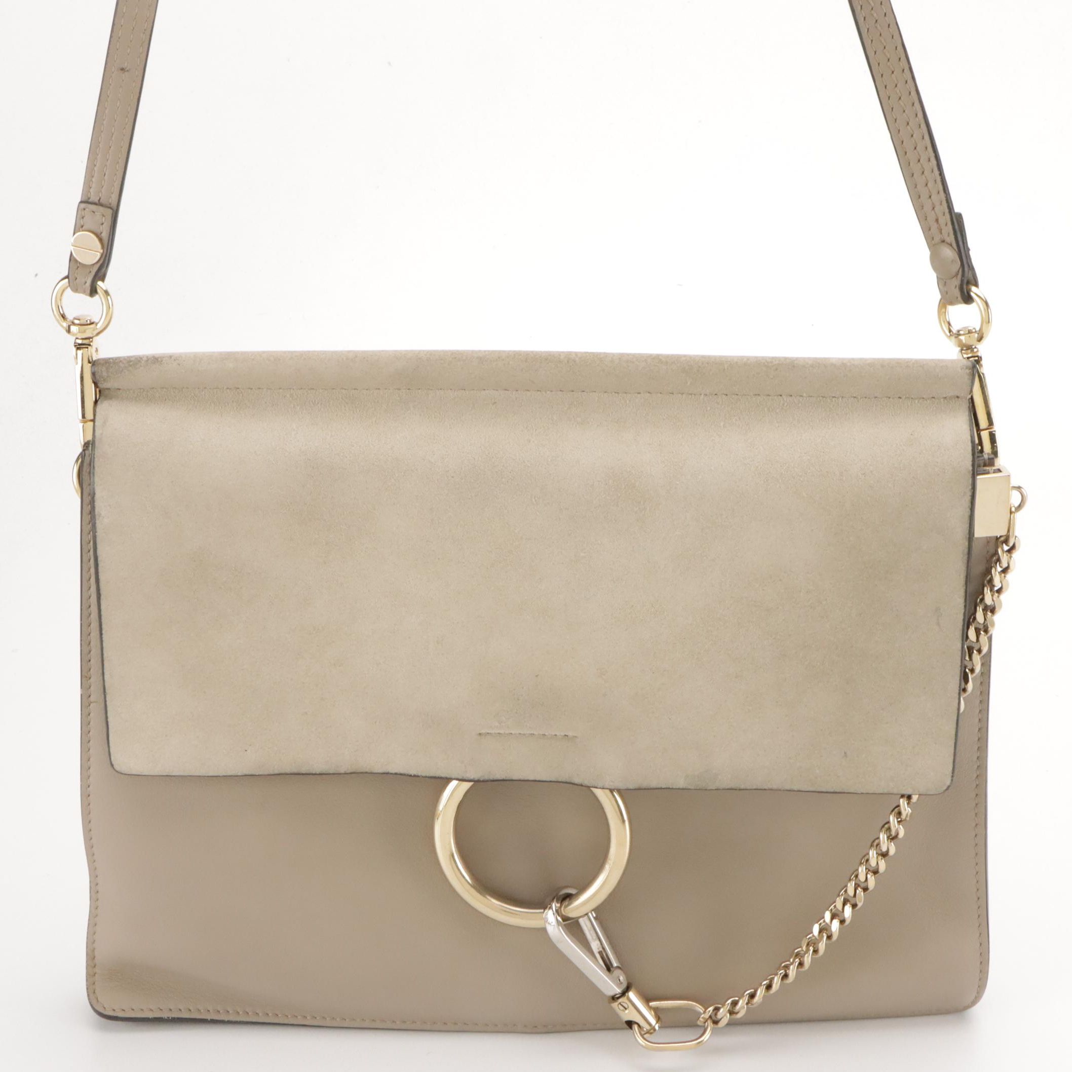 Chloé Faye Suede and Leather Front-Flap Shoulder Bag
