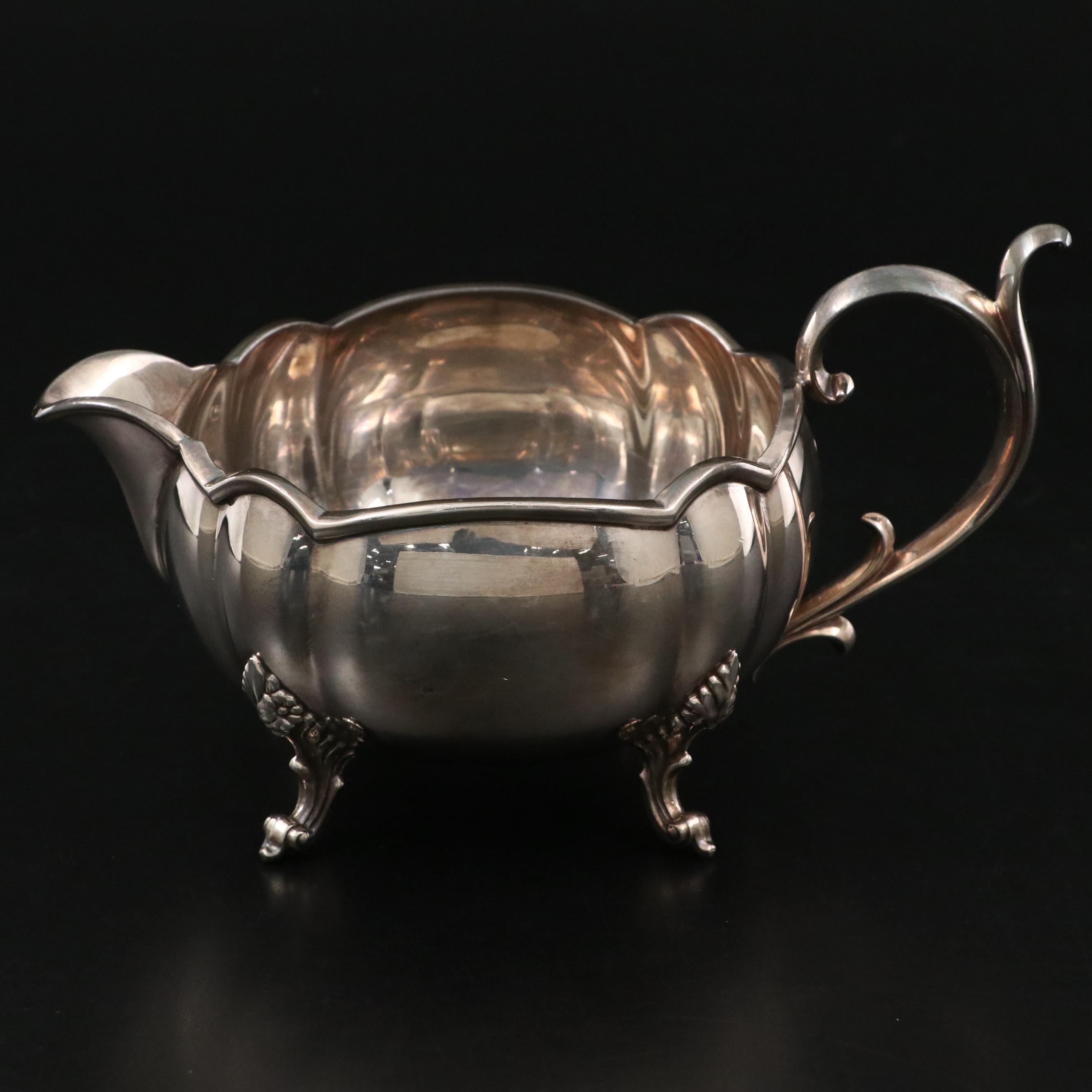 Vintage Silver Plate Christofle Tongs, Reed & Barton Gravy Boat & Tea Strainer