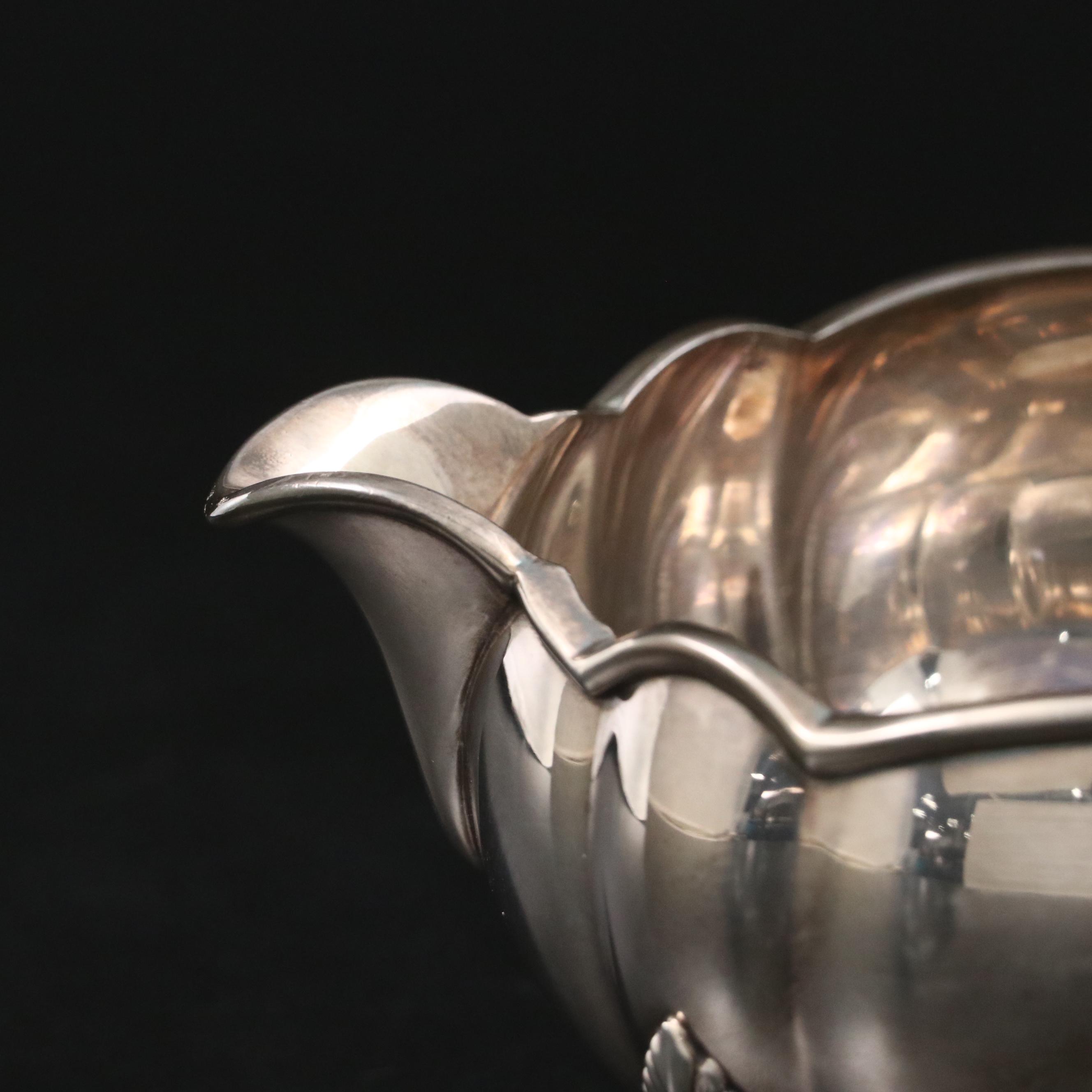 Vintage Silver Plate Christofle Tongs, Reed & Barton Gravy Boat & Tea Strainer