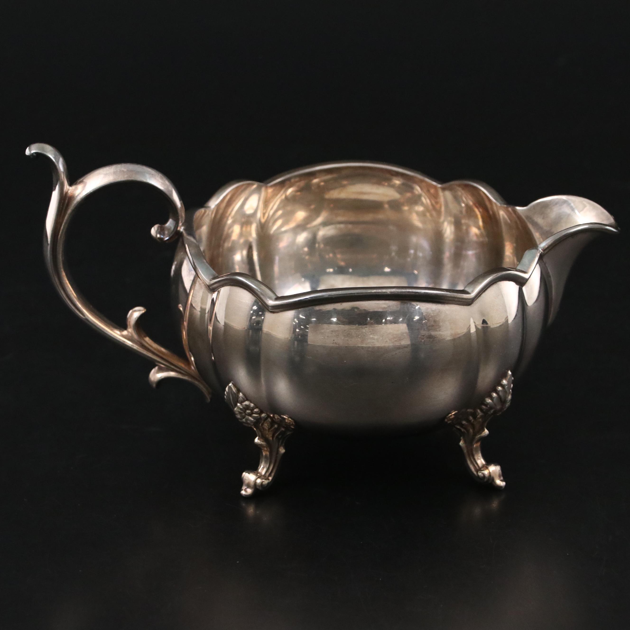 Vintage Silver Plate Christofle Tongs, Reed & Barton Gravy Boat & Tea Strainer